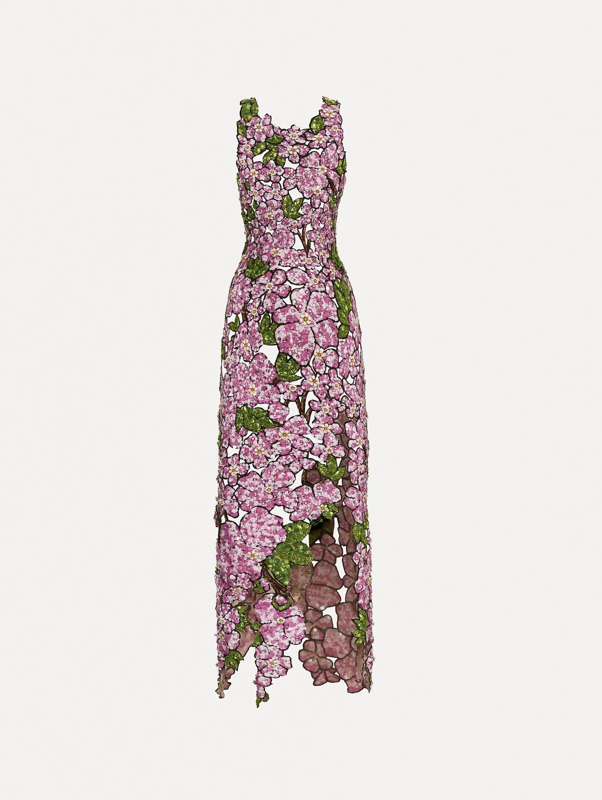 Mosaic Sequin Floral Embroidered Dress sold by Oscar de la Renta