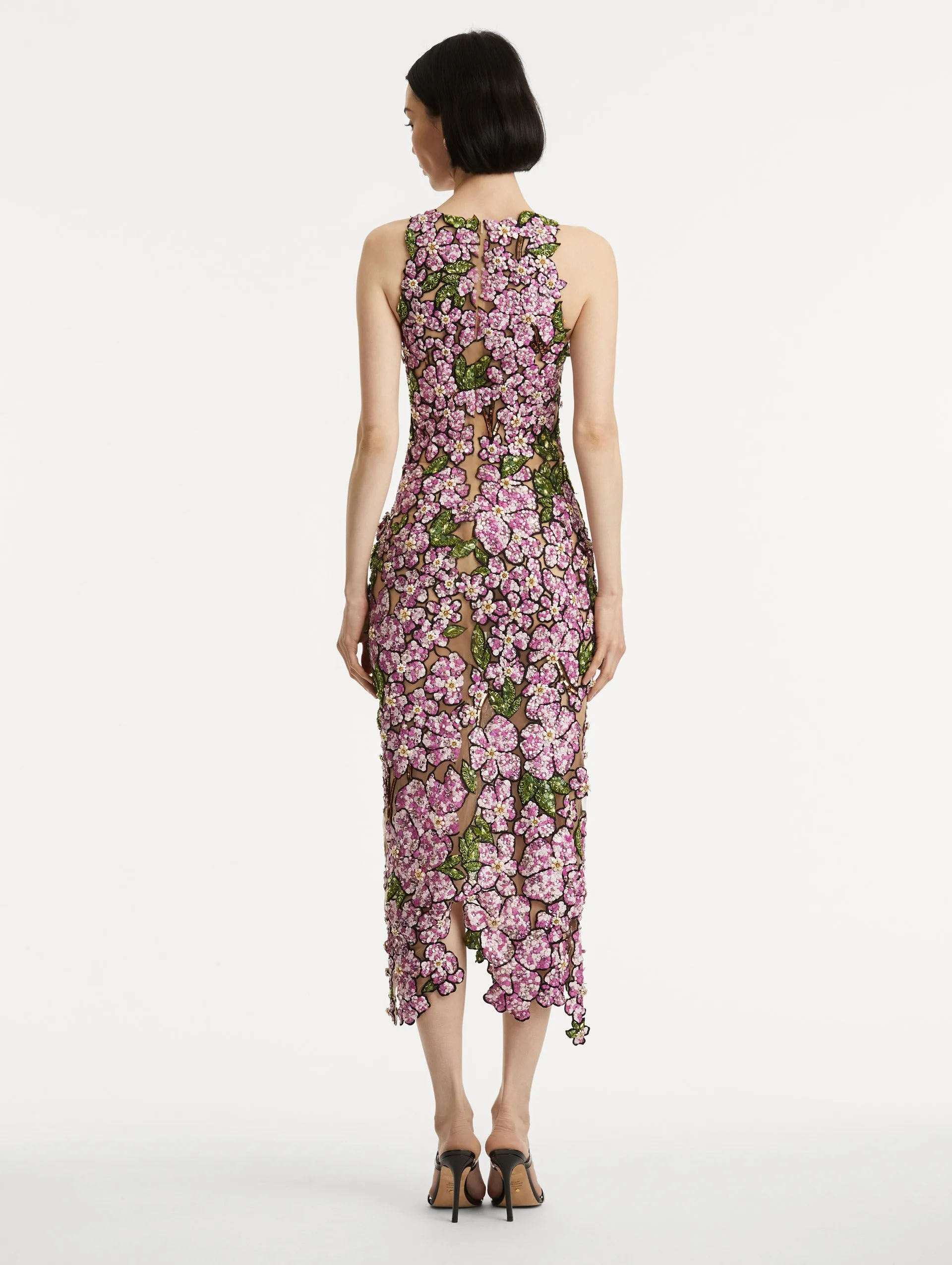 Mosaic Sequin Floral Embroidered Dress sold by Oscar de la Renta product image thumbnail 3