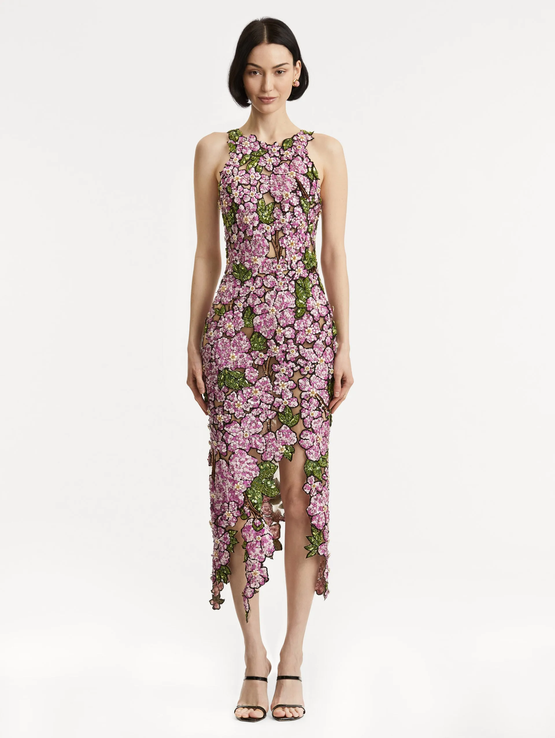 Mosaic Sequin Floral Embroidered Dress sold by Oscar de la Renta product image thumbnail 2
