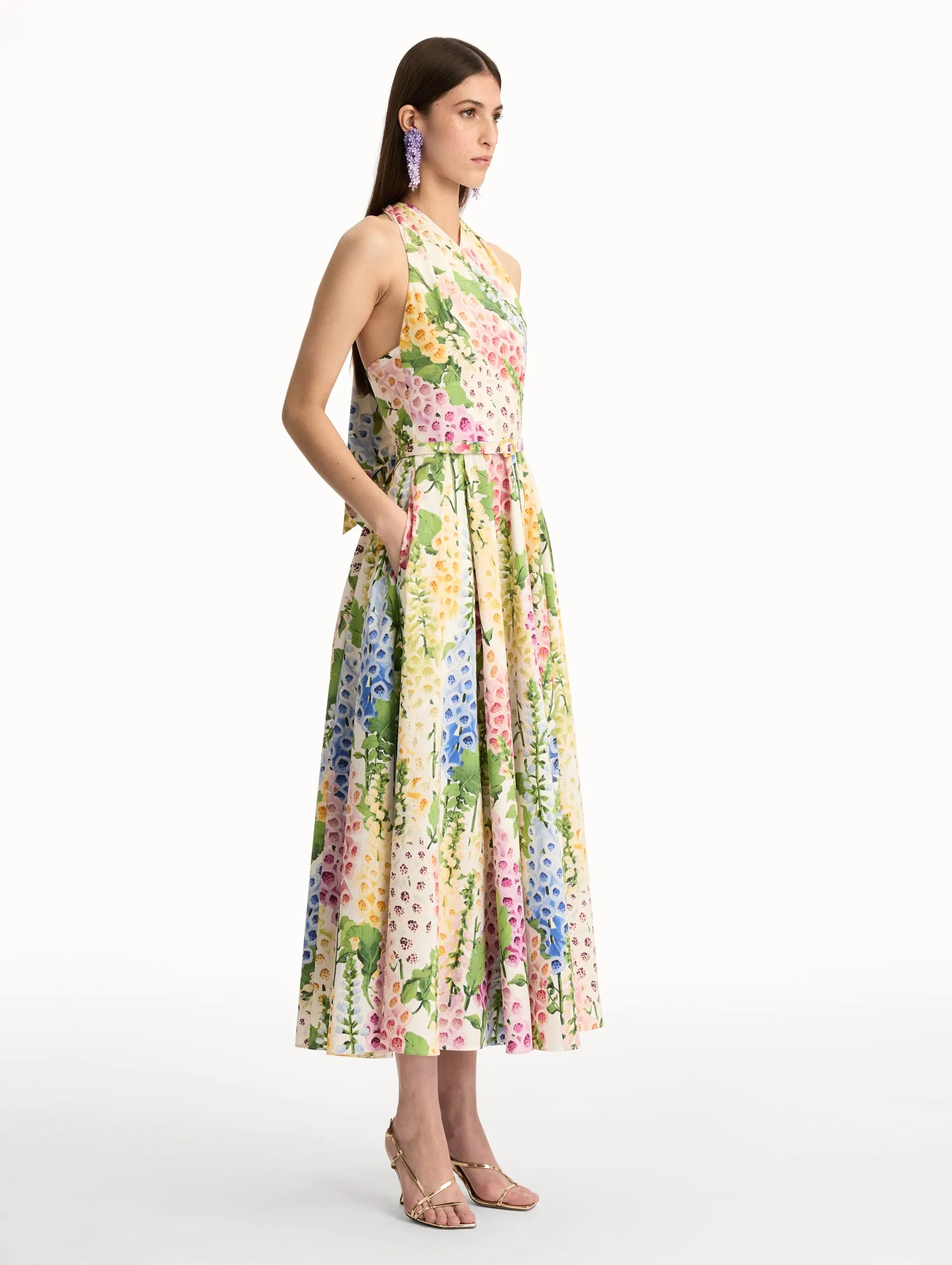 Foxglove Cotton Poplin Halter Dress sold by Oscar de la Renta product image thumbnail 4