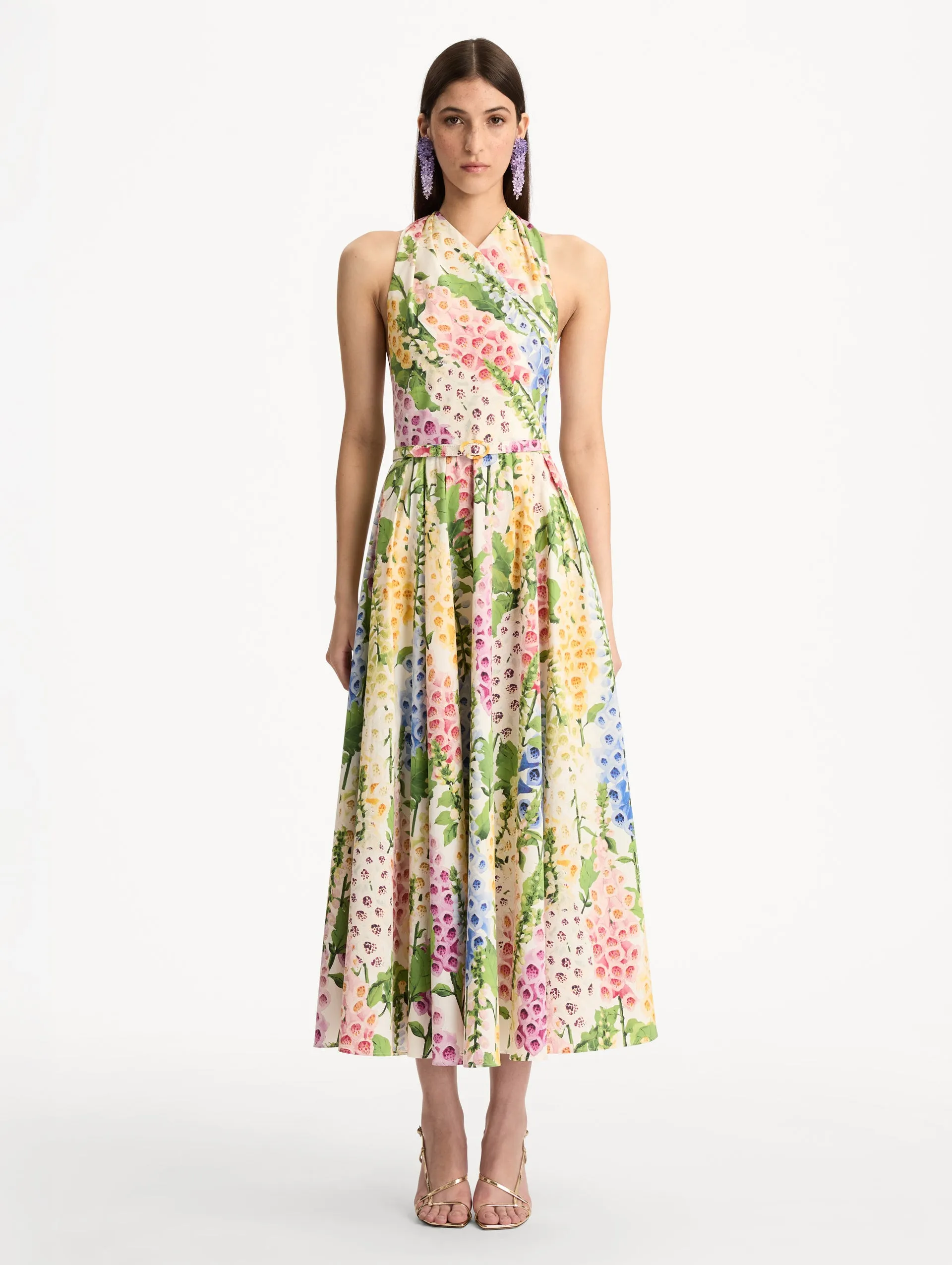 Foxglove Cotton Poplin Halter Dress sold by Oscar de la Renta product image thumbnail 2