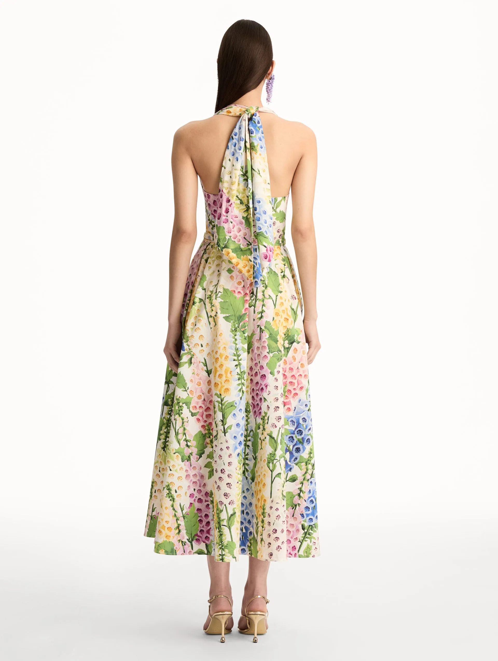 Foxglove Cotton Poplin Halter Dress sold by Oscar de la Renta product image thumbnail 3