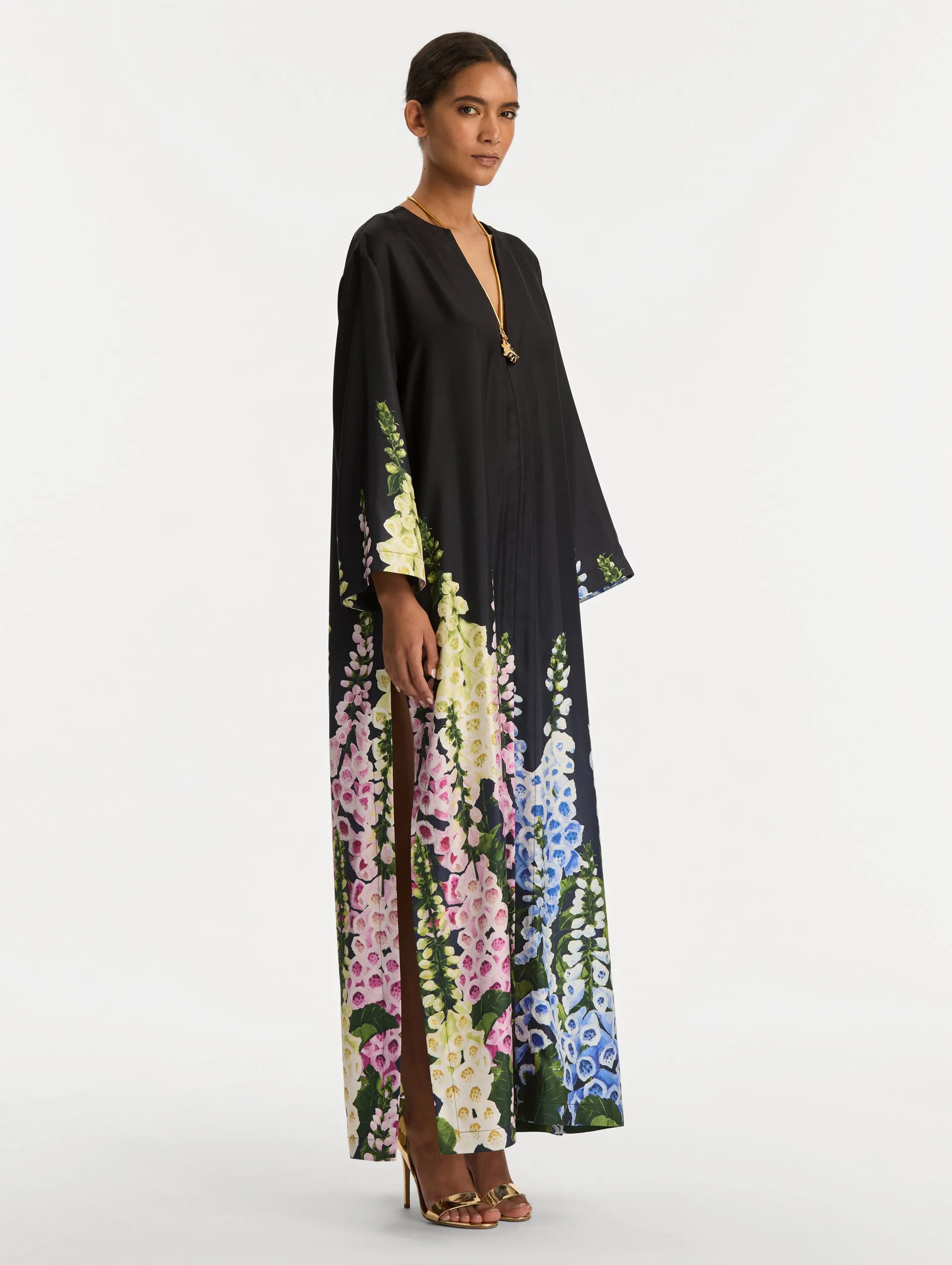 Degradé Foxglove Silk Twill Caftan sold by Oscar de la Renta product image thumbnail 4