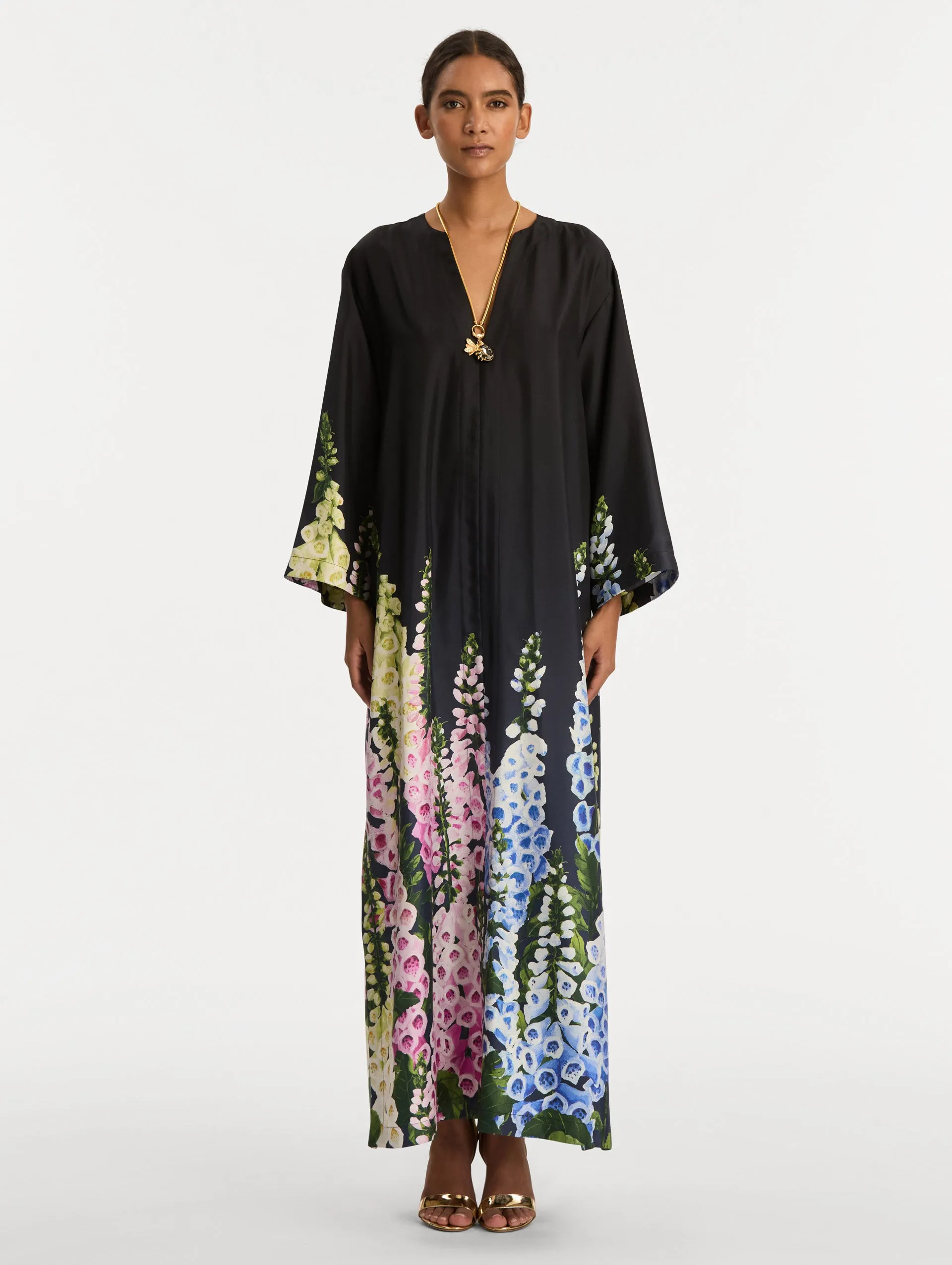 Degradé Foxglove Silk Twill Caftan sold by Oscar de la Renta product image thumbnail 2