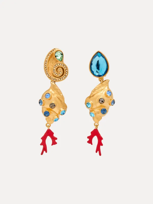 Mixed-Seashell Drop Clip-On Earrings sold by Oscar de la Renta