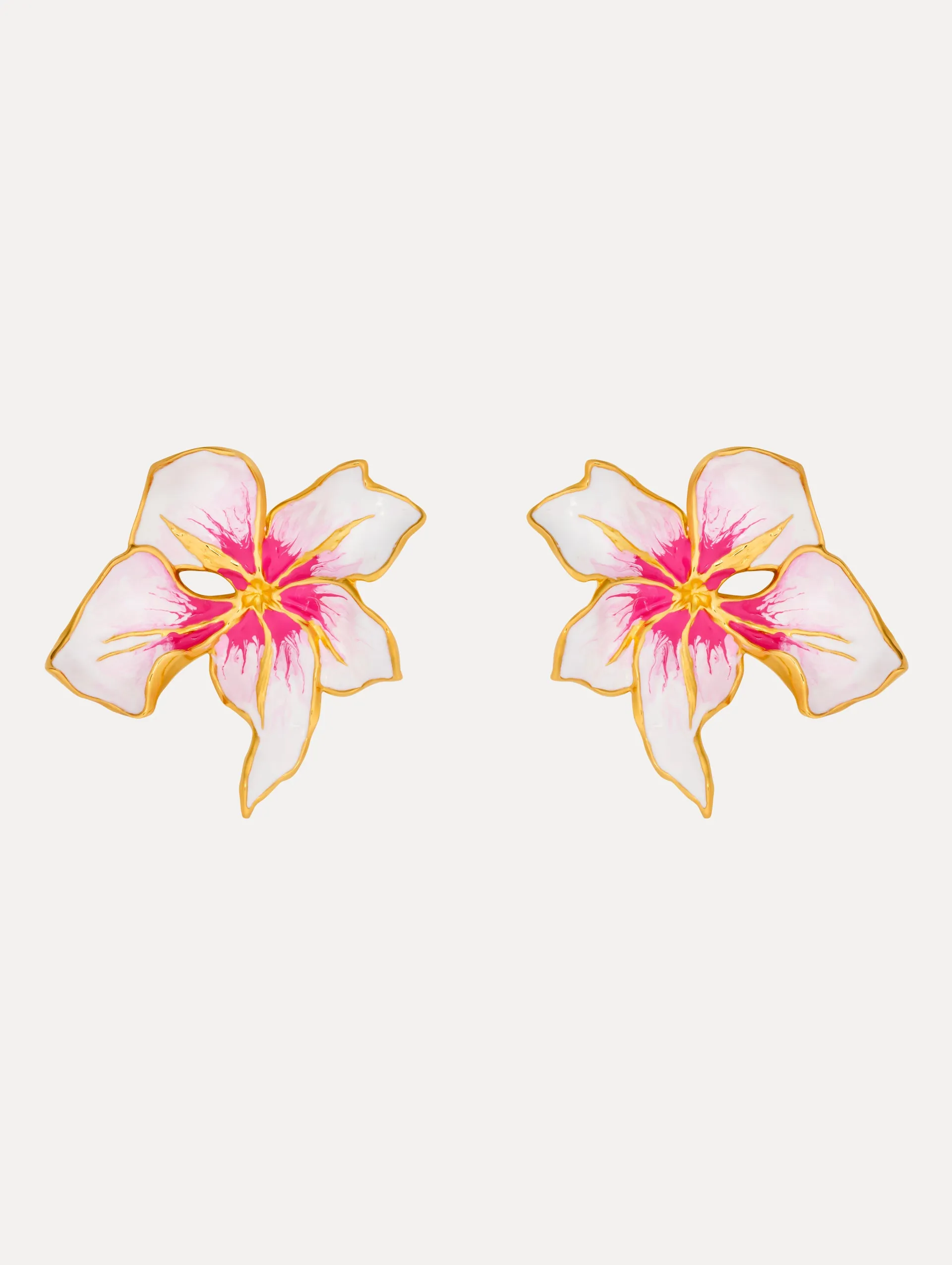 Large Enamel Cyclamen Clip-On Earrings sold by Oscar de la Renta