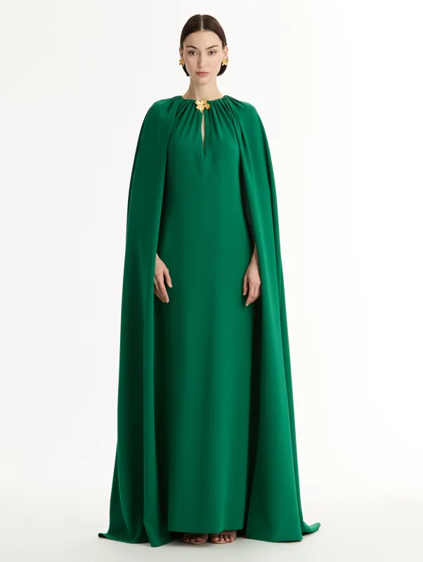 Cyclamen Brooch Georgette Caftan made by Oscar de la Renta