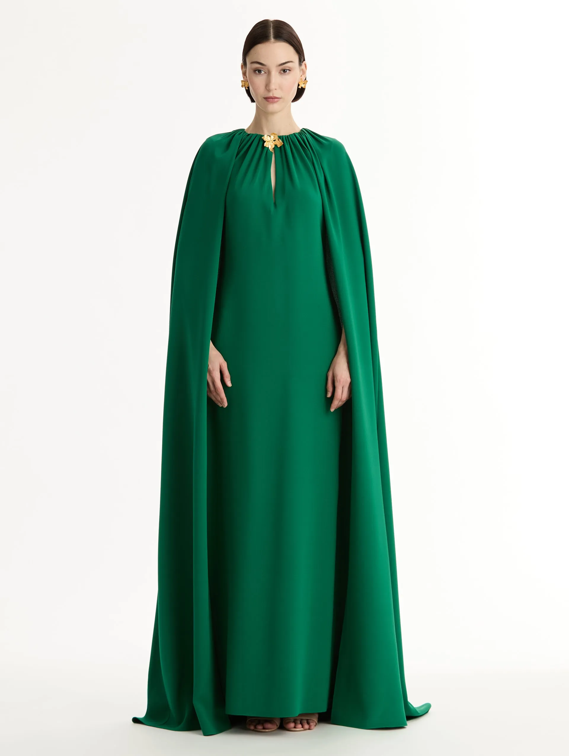 Cyclamen Brooch Georgette Caftan sold by Oscar de la Renta