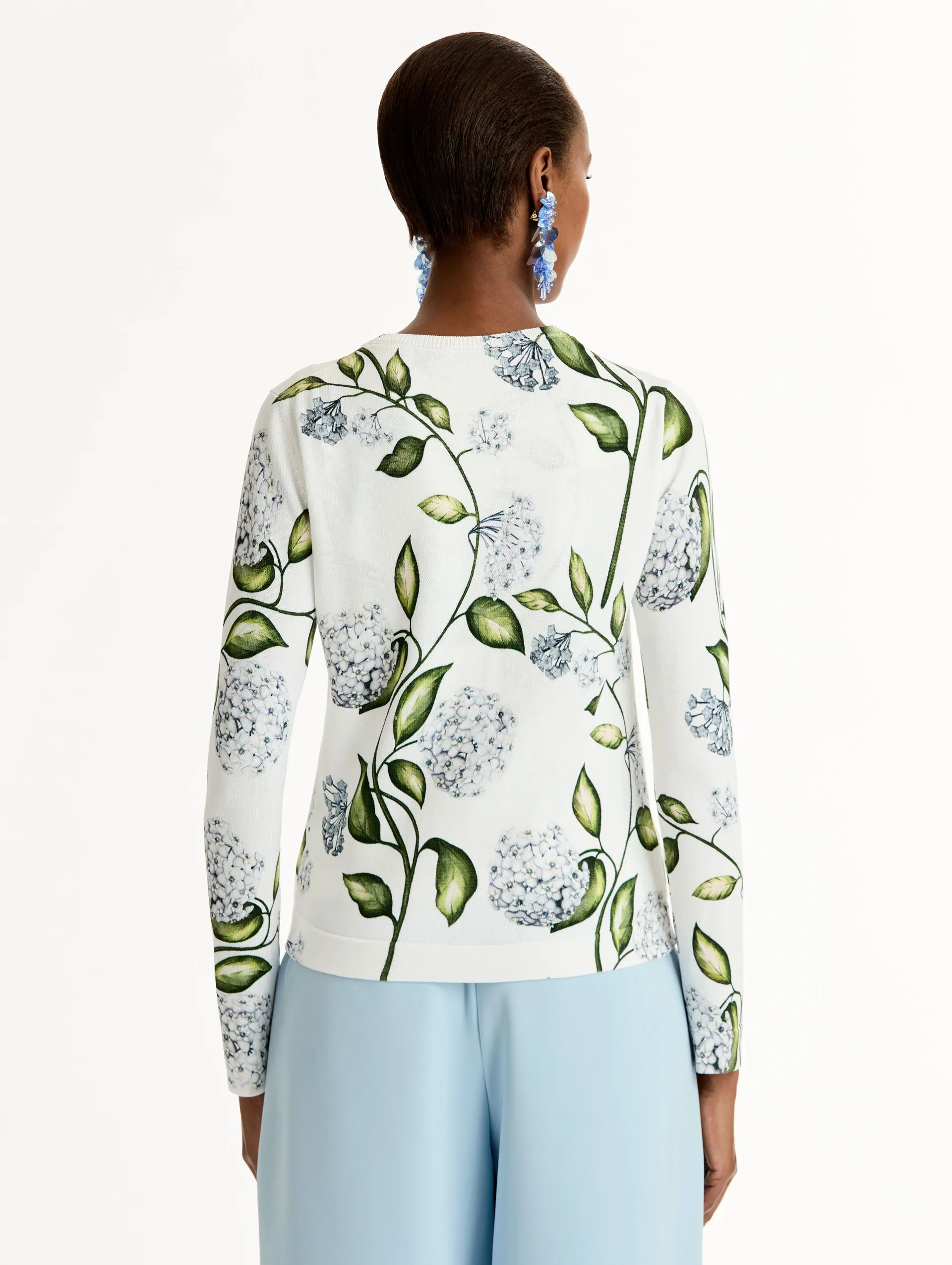 Porcelain Flower Printed Cardigan sold by Oscar de la Renta product image thumbnail 2