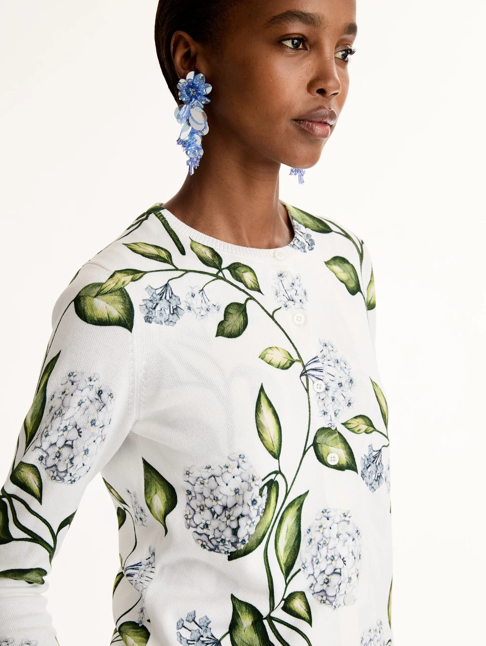 Porcelain Flower Printed Cardigan sold by Oscar de la Renta product image thumbnail 4