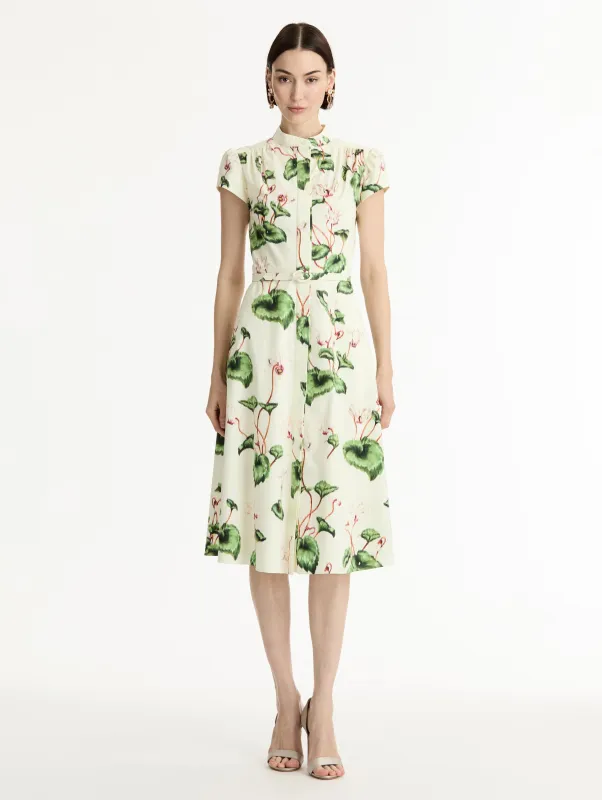 Chine Cyclamen Cotton Poplin Cap Sleeve Dress sold by Oscar de la Renta