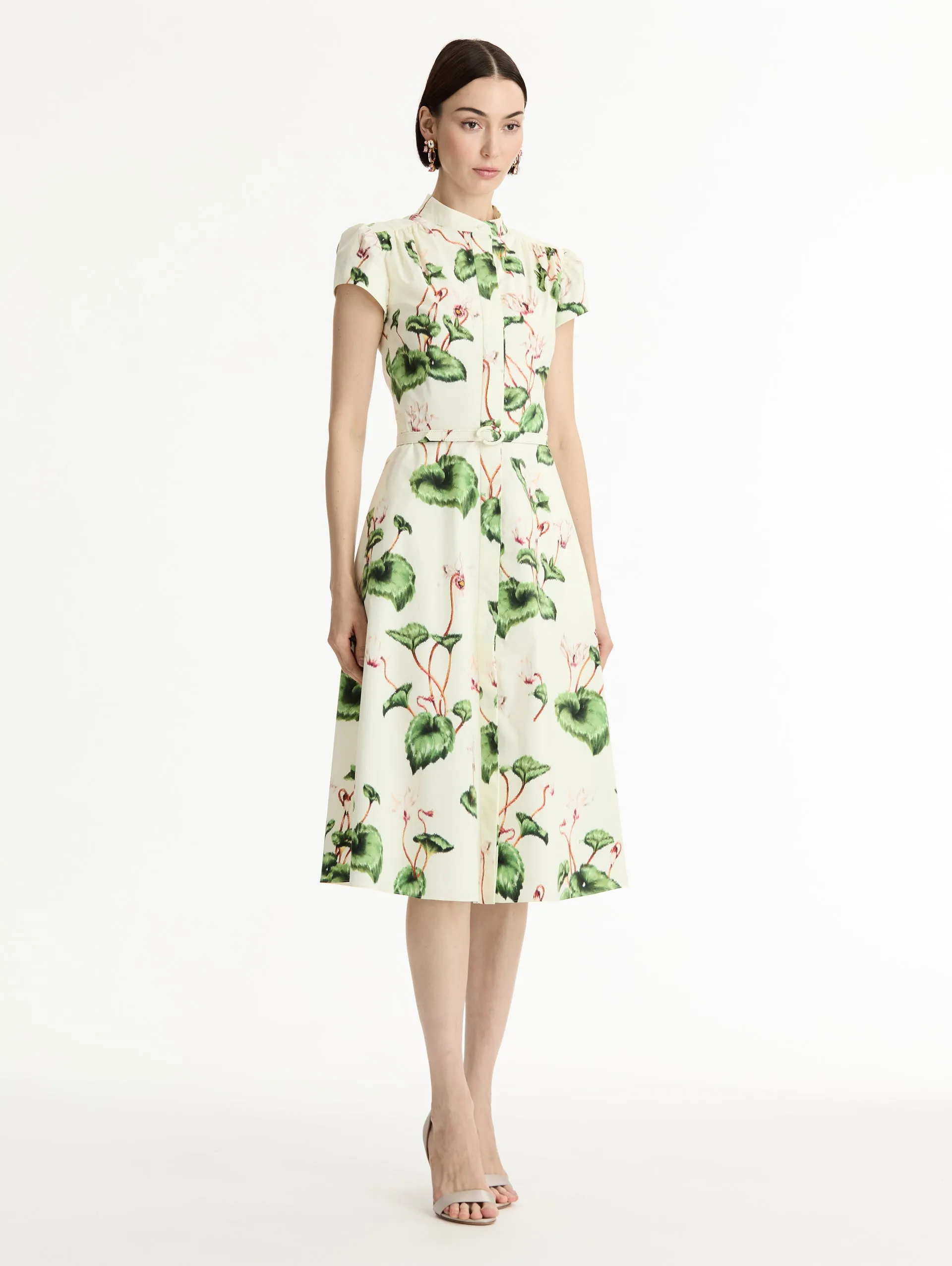 Chine Cyclamen Cotton Poplin Cap Sleeve Dress sold by Oscar de la Renta product image thumbnail 3