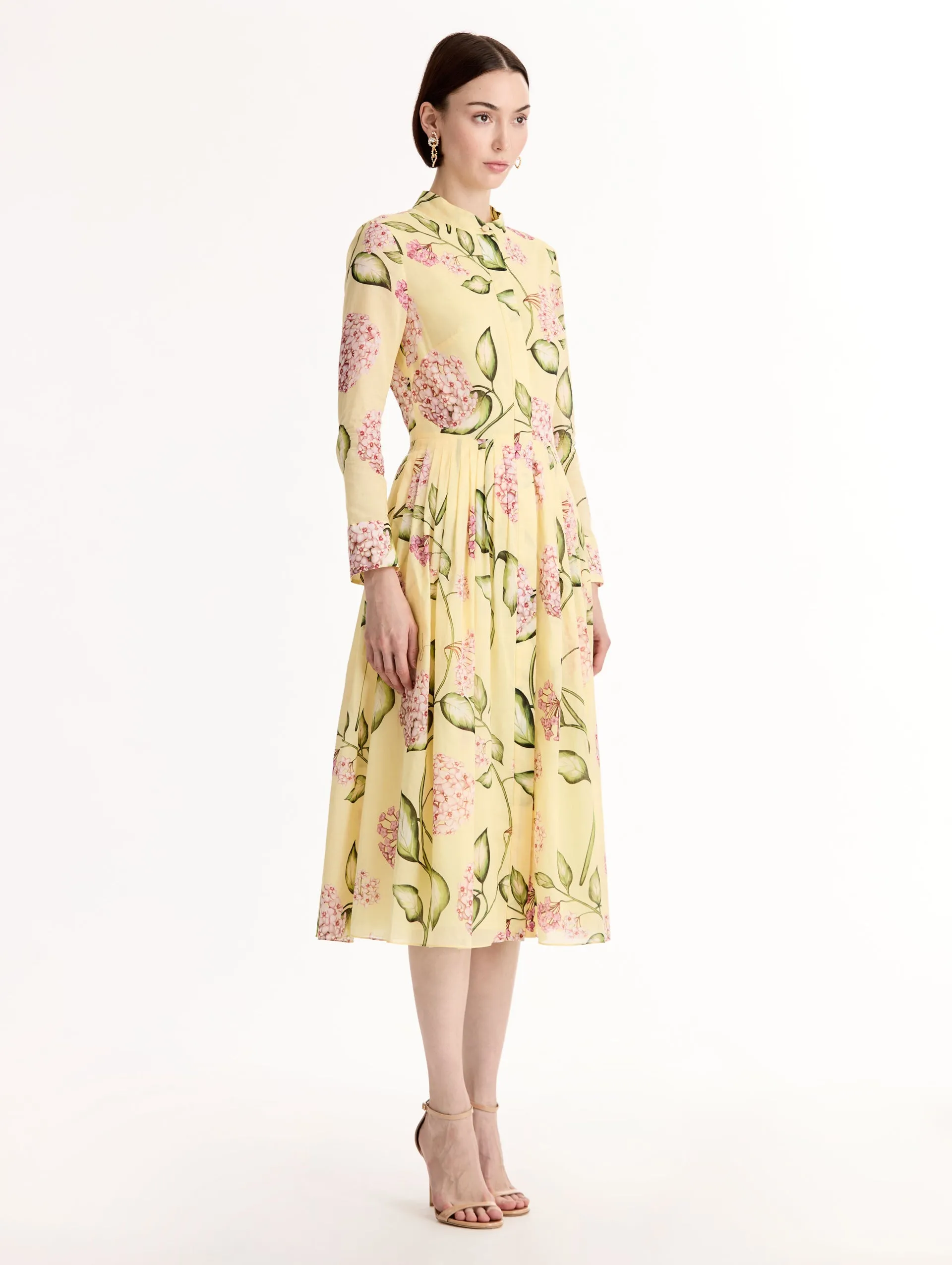 Porcelain Flower Cotton Poplin Long-Sleeve Dress sold by Oscar de la Renta product image thumbnail 3