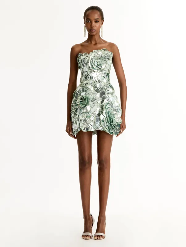 Geometric Sequin Rosette Mini Dress sold by Oscar de la Renta