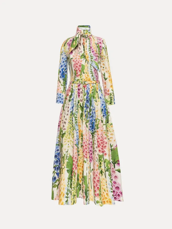 Foxglove Cotton Poplin Tie-Neck Dress sold by Oscar de la Renta