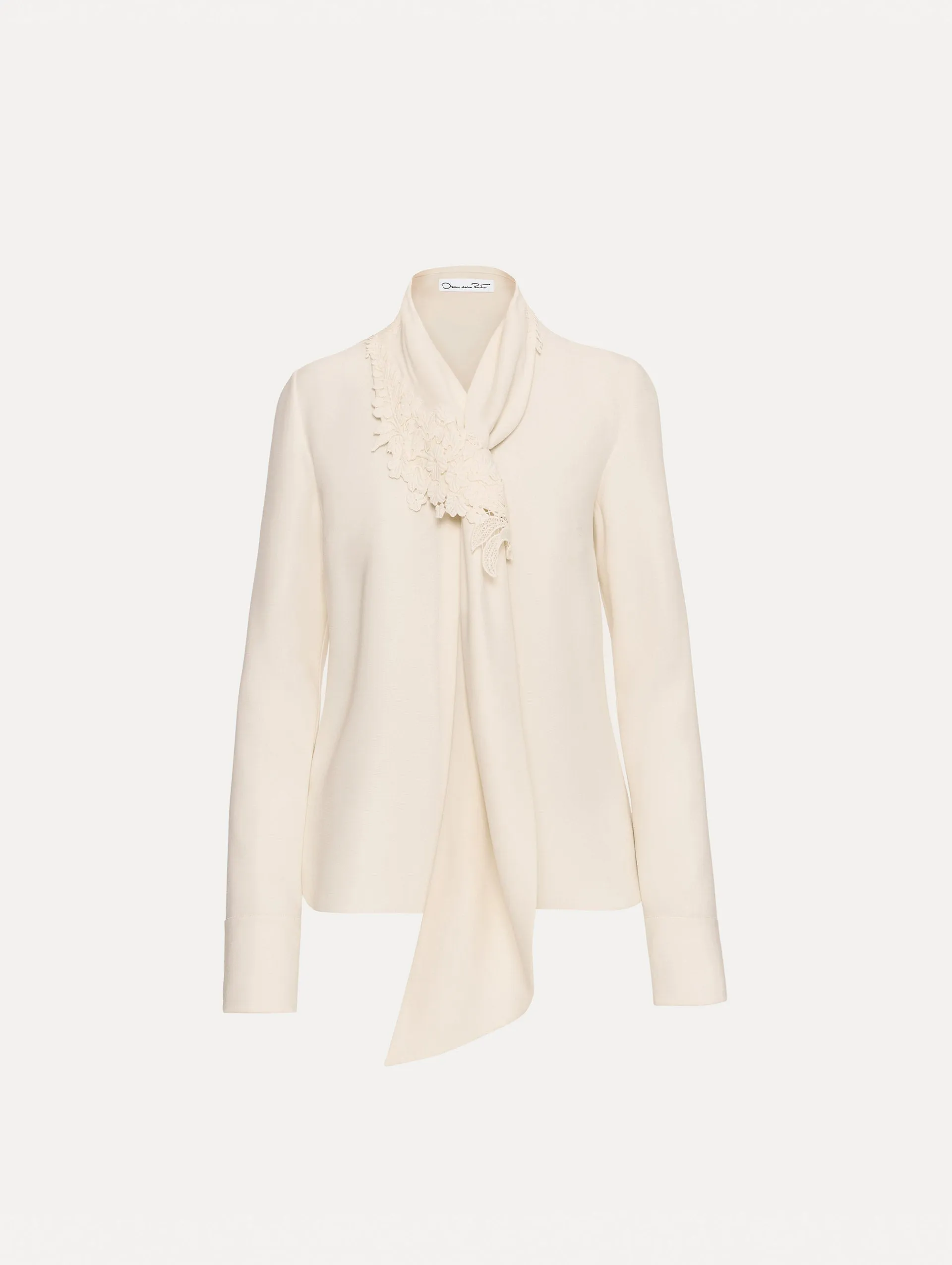 Foxglove Tie-Neck Georgette Blouse sold by Oscar de la Renta
