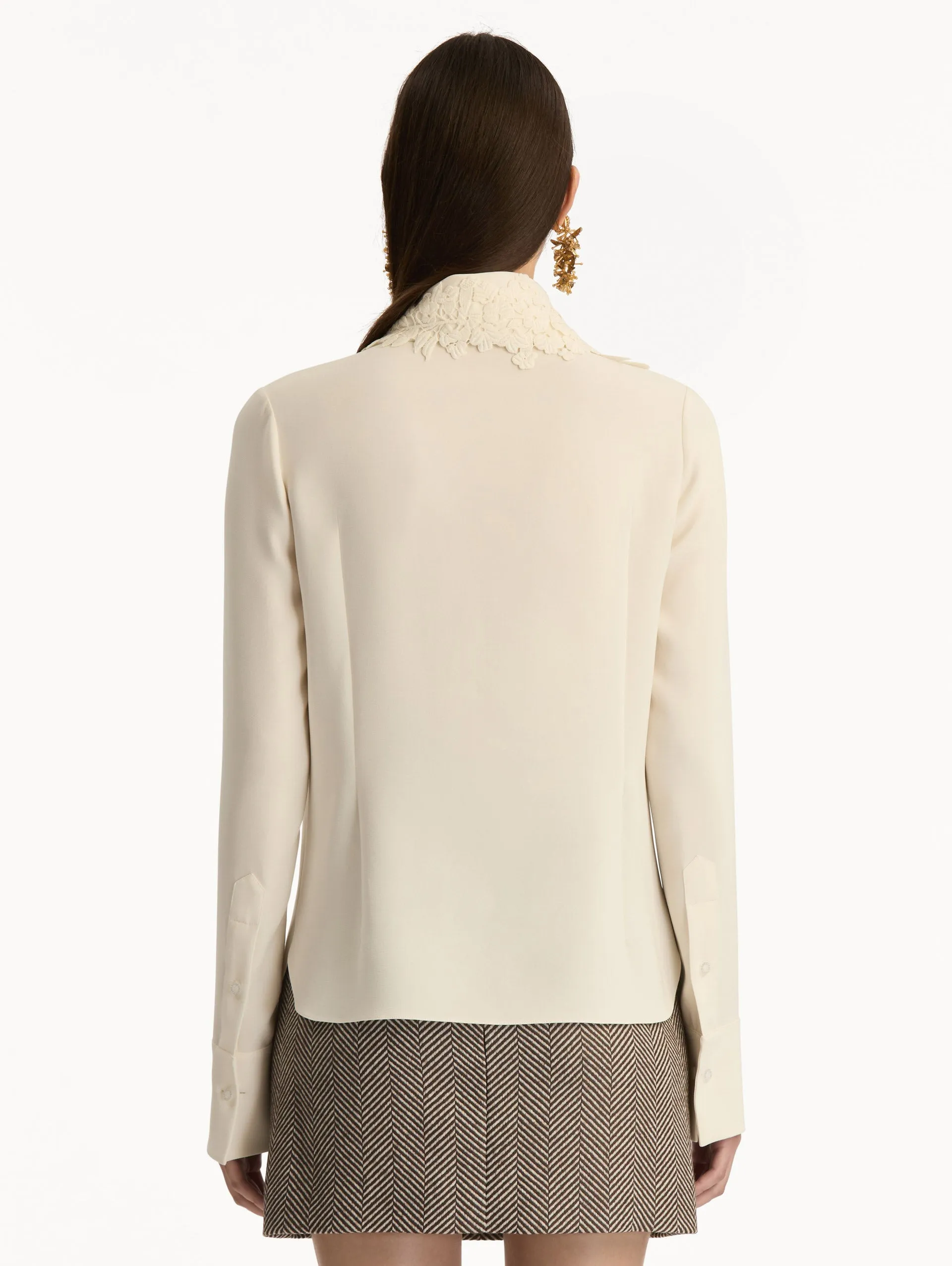 Foxglove Tie-Neck Georgette Blouse sold by Oscar de la Renta product image thumbnail 4