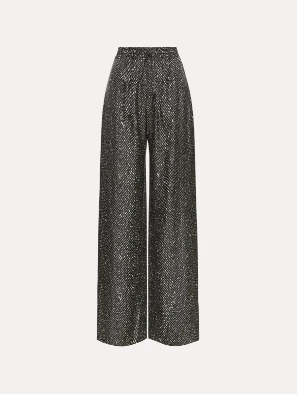 Chevron Silk Twill Drawstring Pant sold by Oscar de la Renta