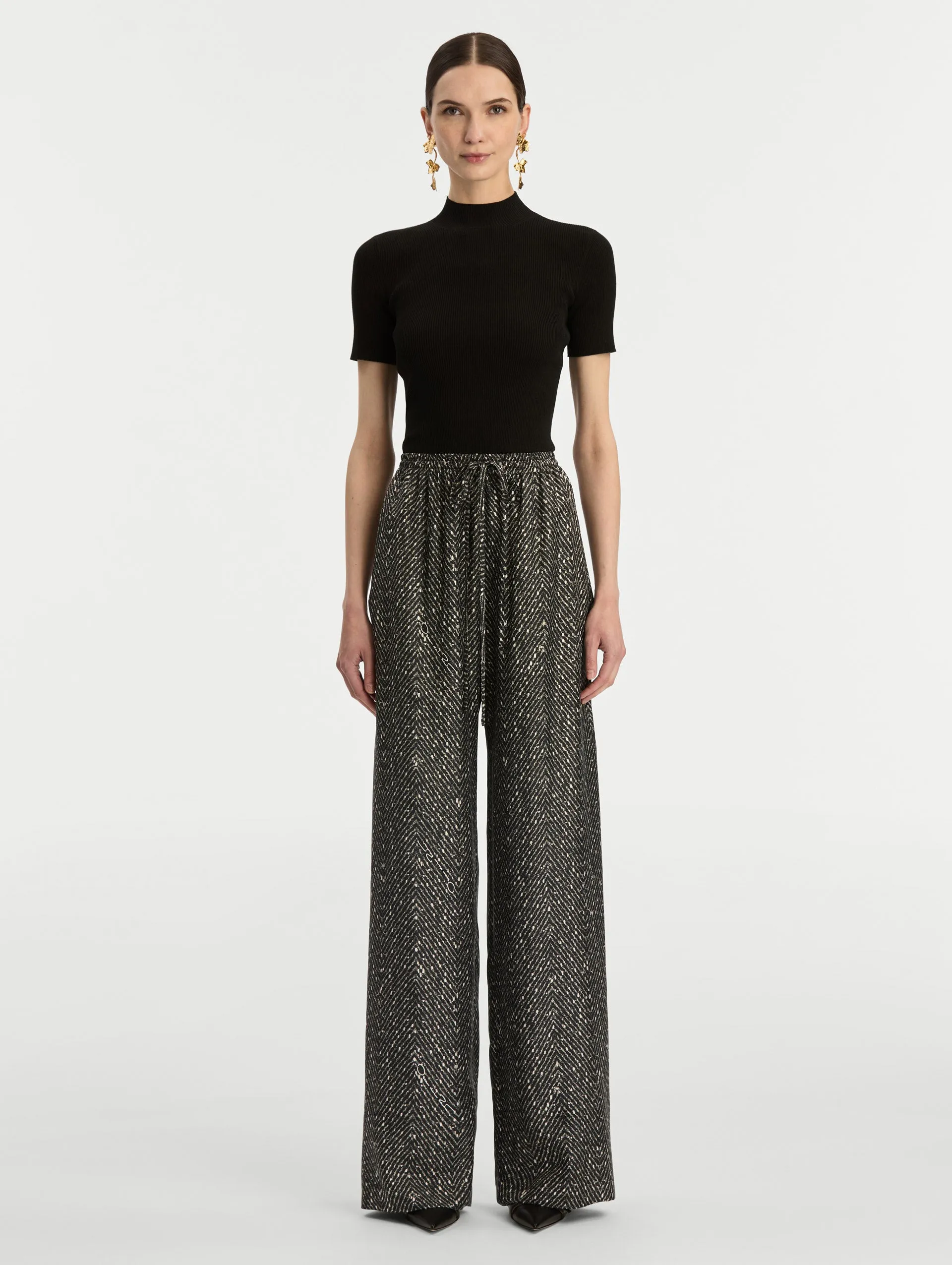 Chevron Silk Twill Drawstring Pant sold by Oscar de la Renta product image thumbnail 2