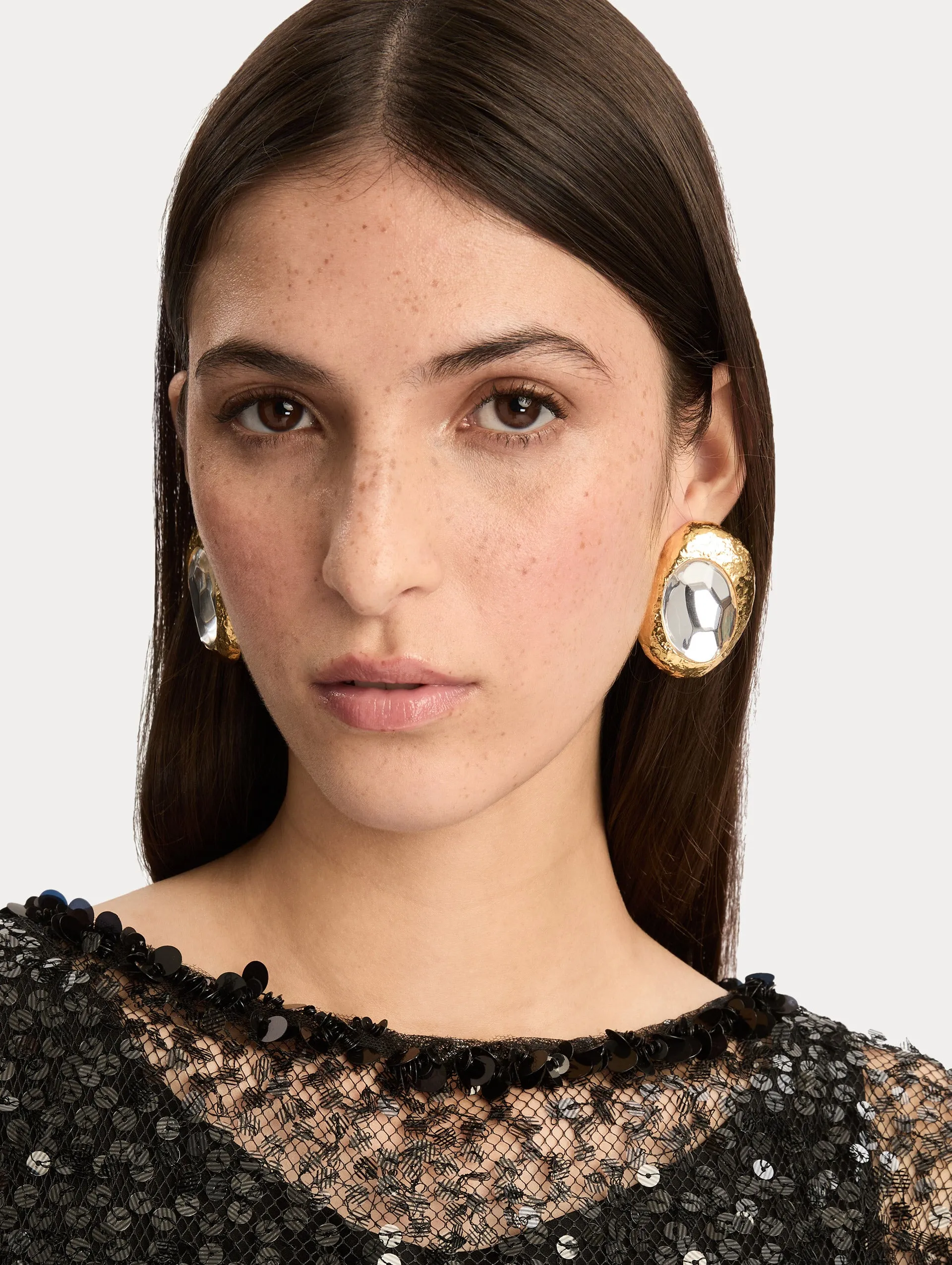 Hammered Oval Clip-On Earrings sold by Oscar de la Renta product image thumbnail 2