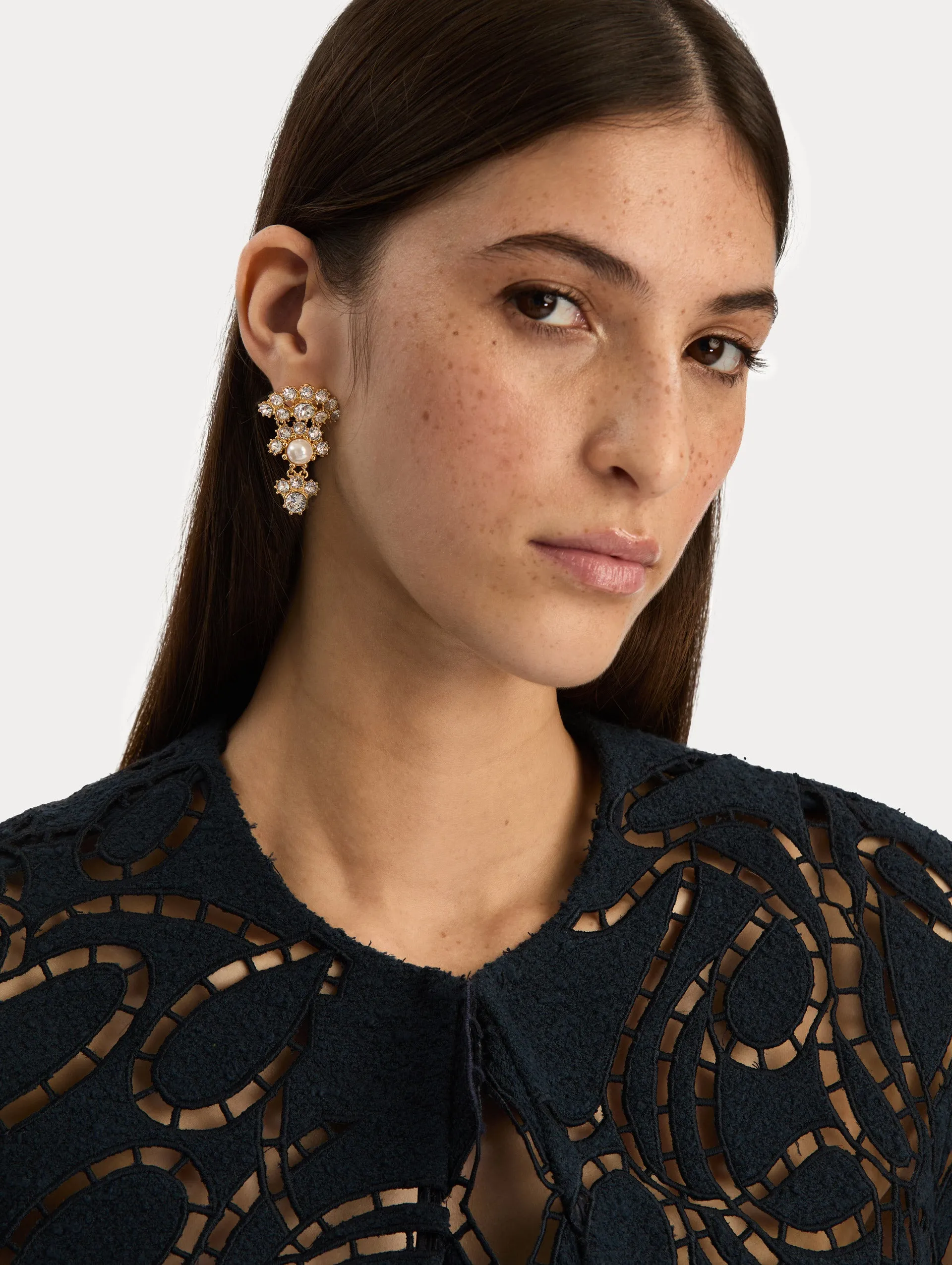 Faceted Crystal Arch Drop Earrings sold by Oscar de la Renta product image thumbnail 2