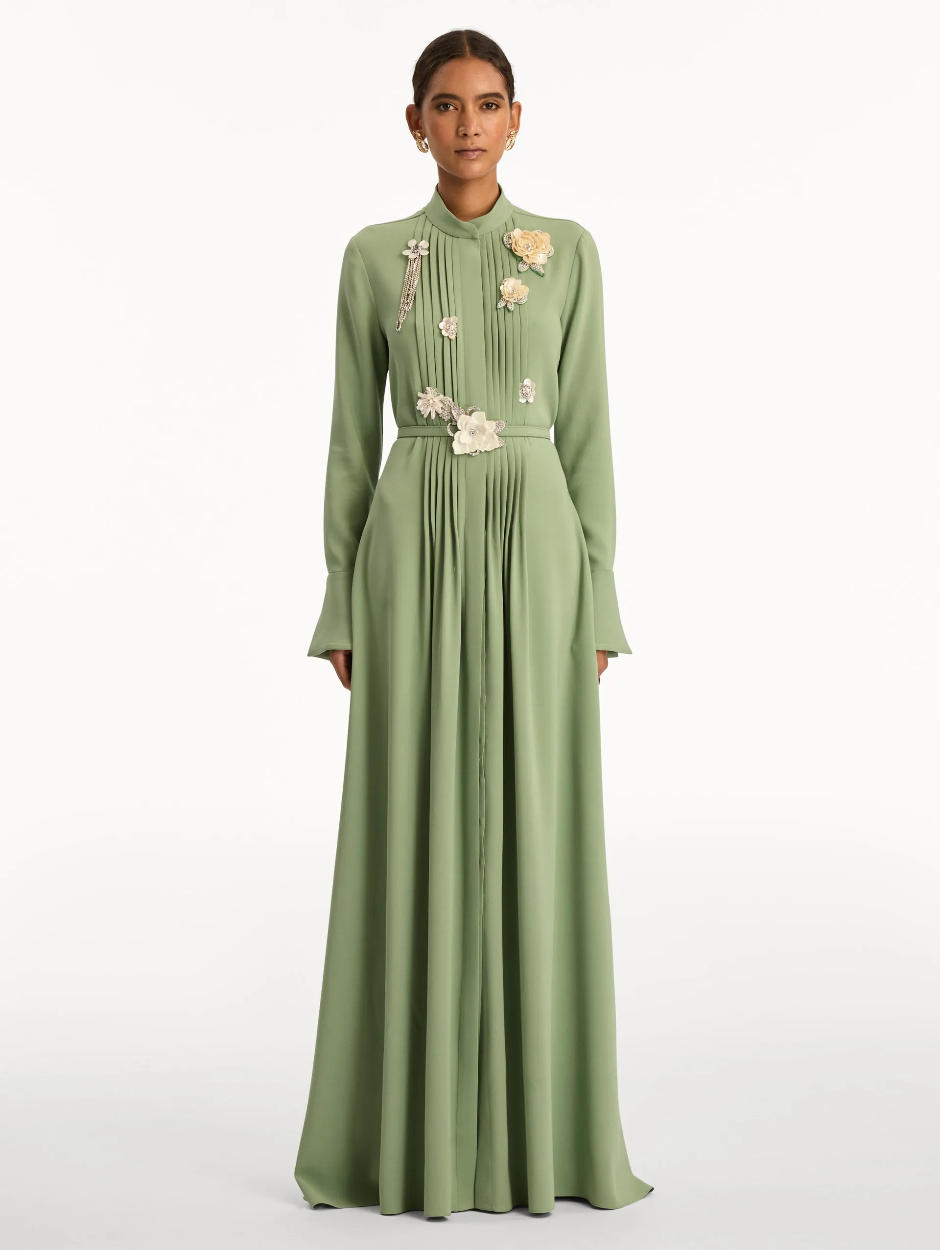 Brooch Embroidered Long Sleeve Caftan sold by Oscar de la Renta product image thumbnail 2