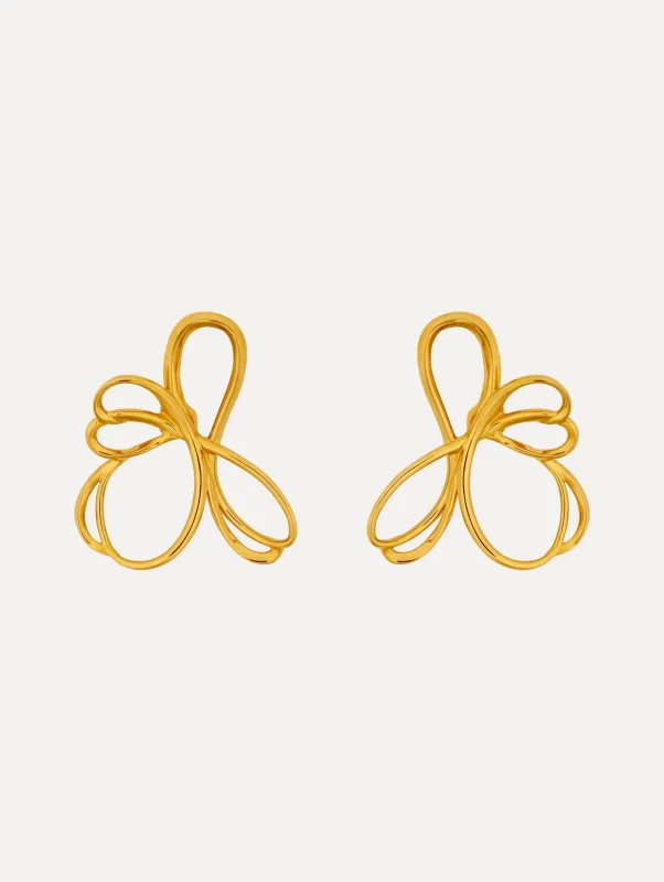 Threaded Flower Asymmetrical Clip-On Earrings sold by Oscar de la Renta
