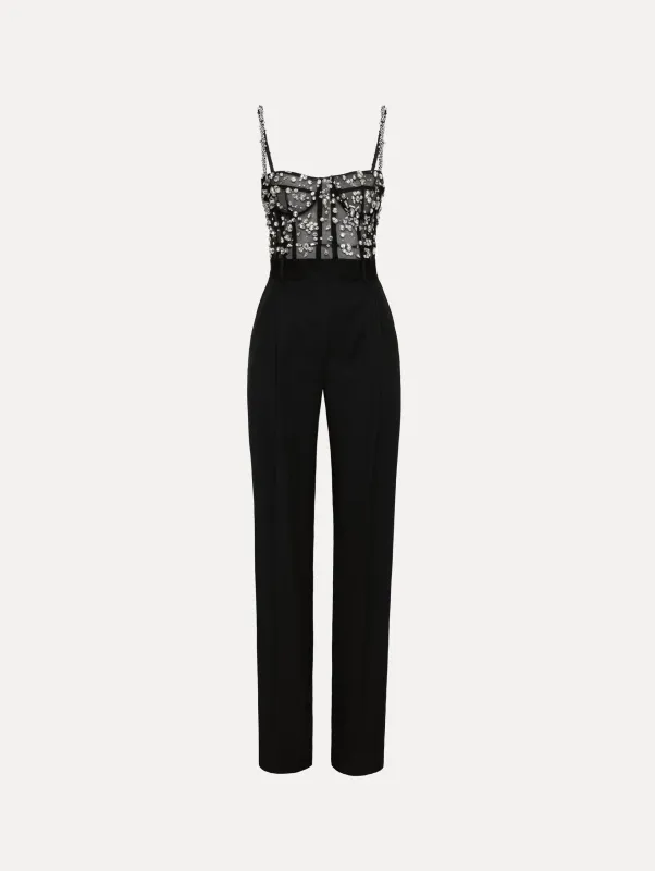 Crystal Cluster Embroidered Jumpsuit sold by Oscar de la Renta
