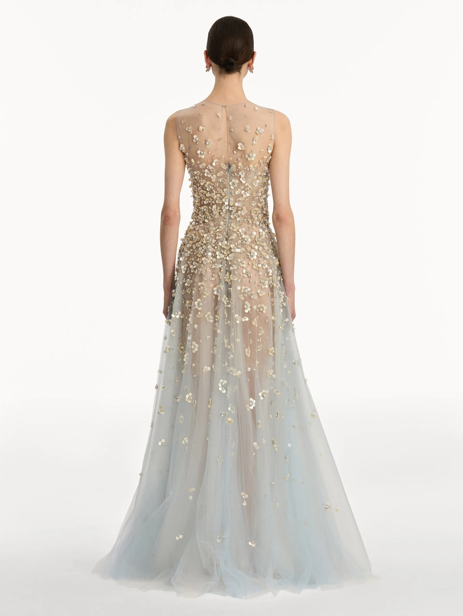 Mother of Pearl Embroidered Illusion Gown sold by Oscar de la Renta product image thumbnail 3