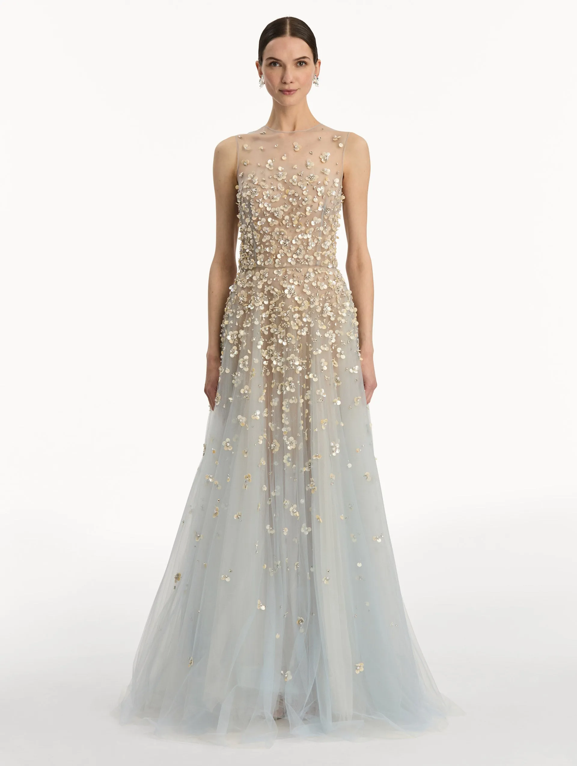 Mother of Pearl Embroidered Illusion Gown sold by Oscar de la Renta product image thumbnail 2