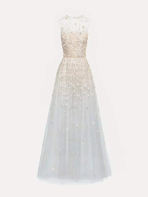 Mother of Pearl Embroidered Illusion Gown sold by Oscar de la Renta