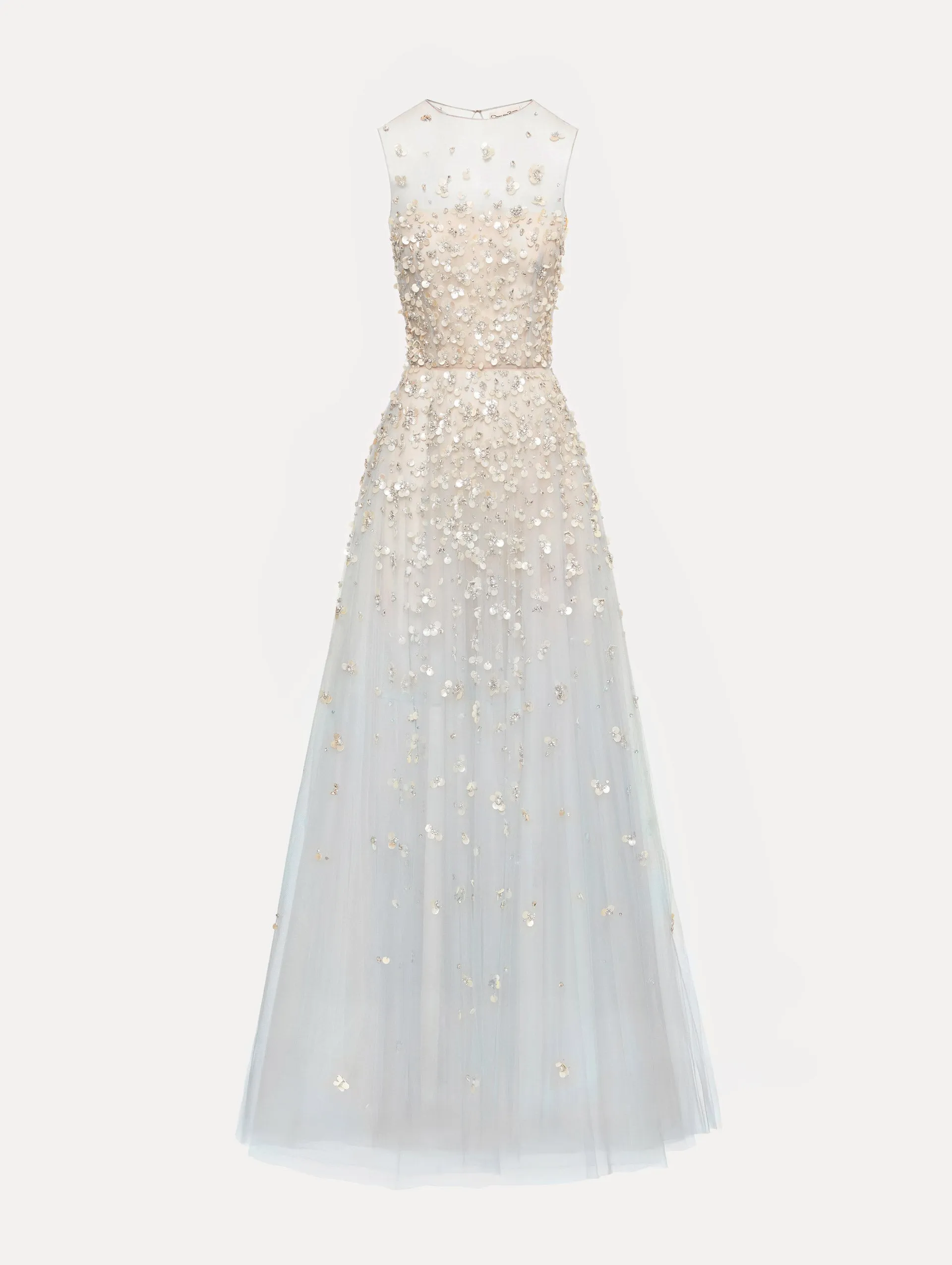 Mother of Pearl Embroidered Illusion Gown sold by Oscar de la Renta