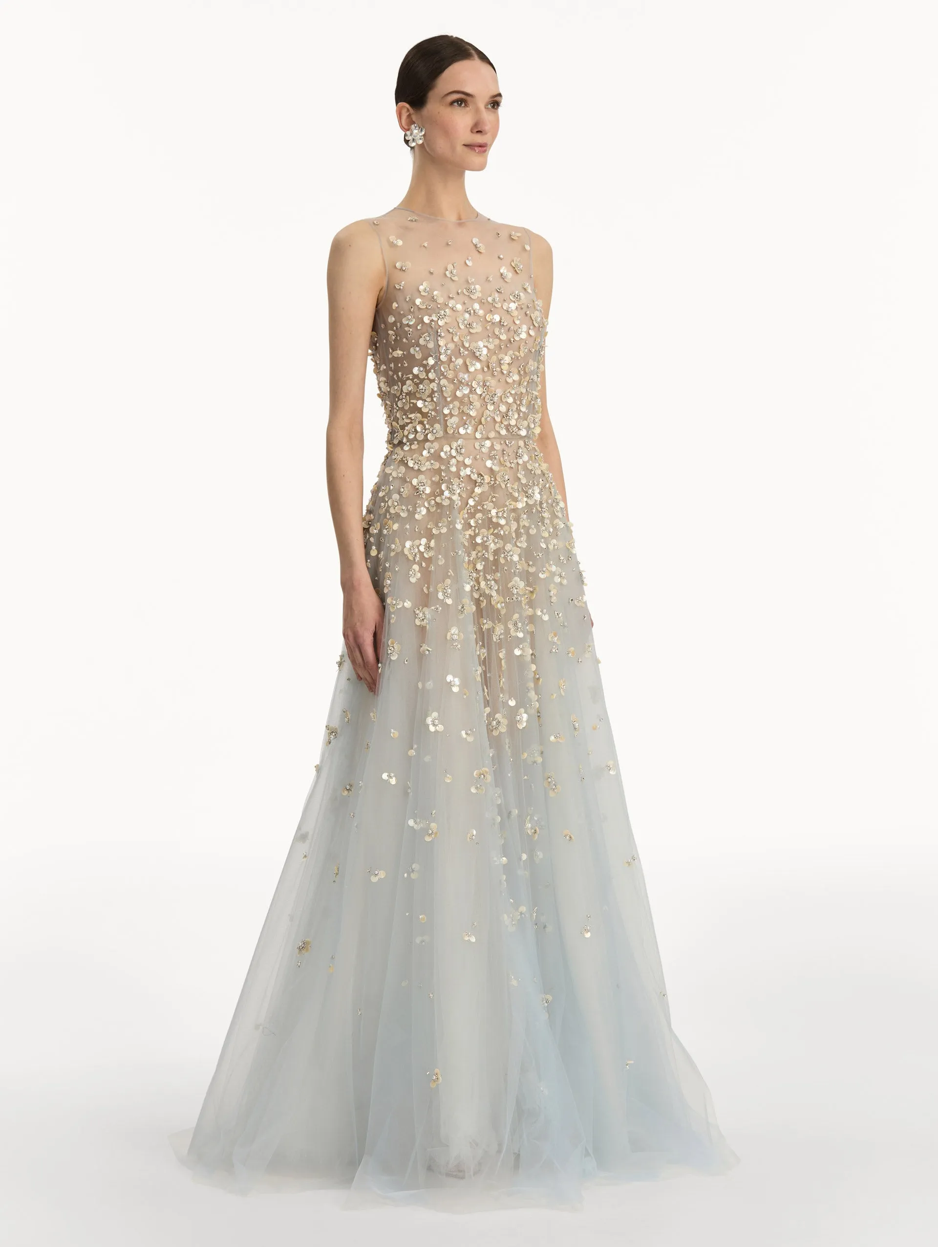 Mother of Pearl Embroidered Illusion Gown sold by Oscar de la Renta product image thumbnail 4