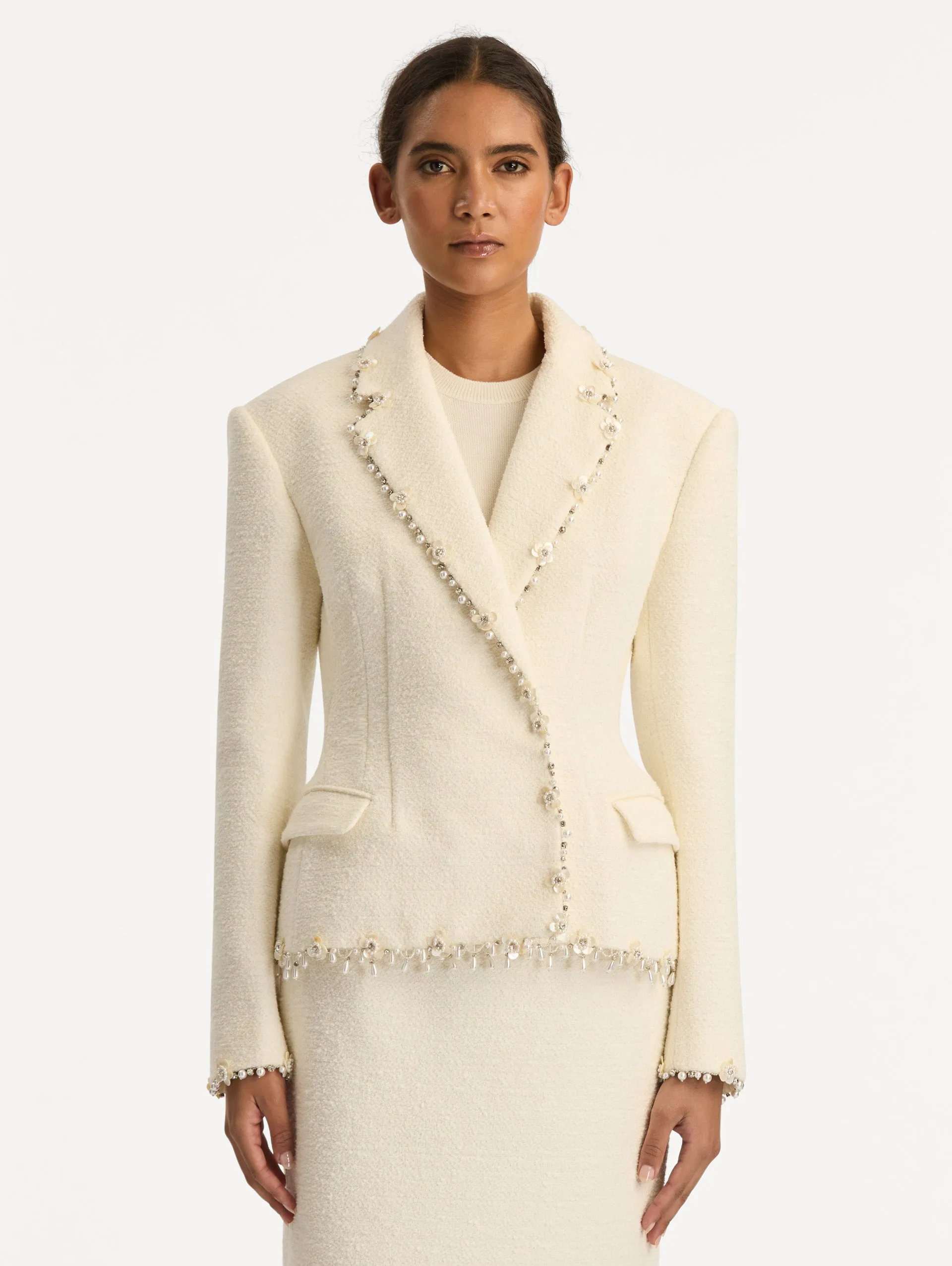 Floral Jeweled Fringe Tweed Jacket sold by Oscar de la Renta product image thumbnail 2