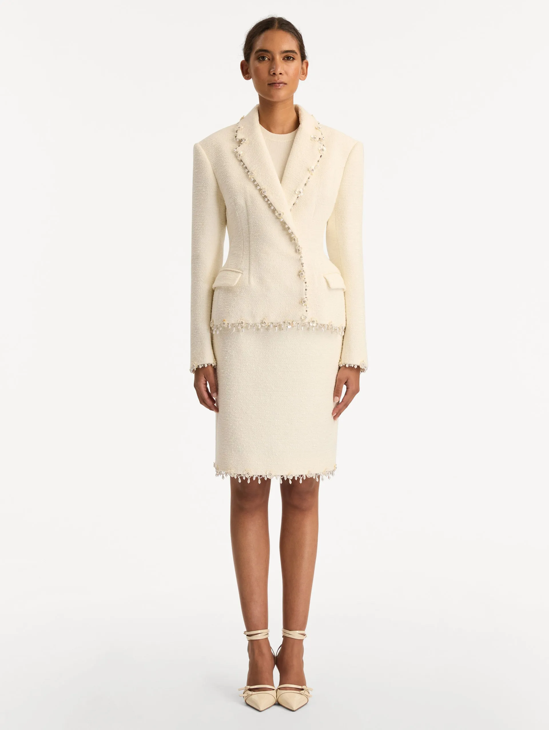 Floral Jeweled Fringe Tweed Jacket sold by Oscar de la Renta product image thumbnail 3