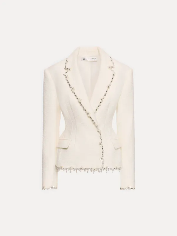 Floral Jeweled Fringe Tweed Jacket sold by Oscar de la Renta