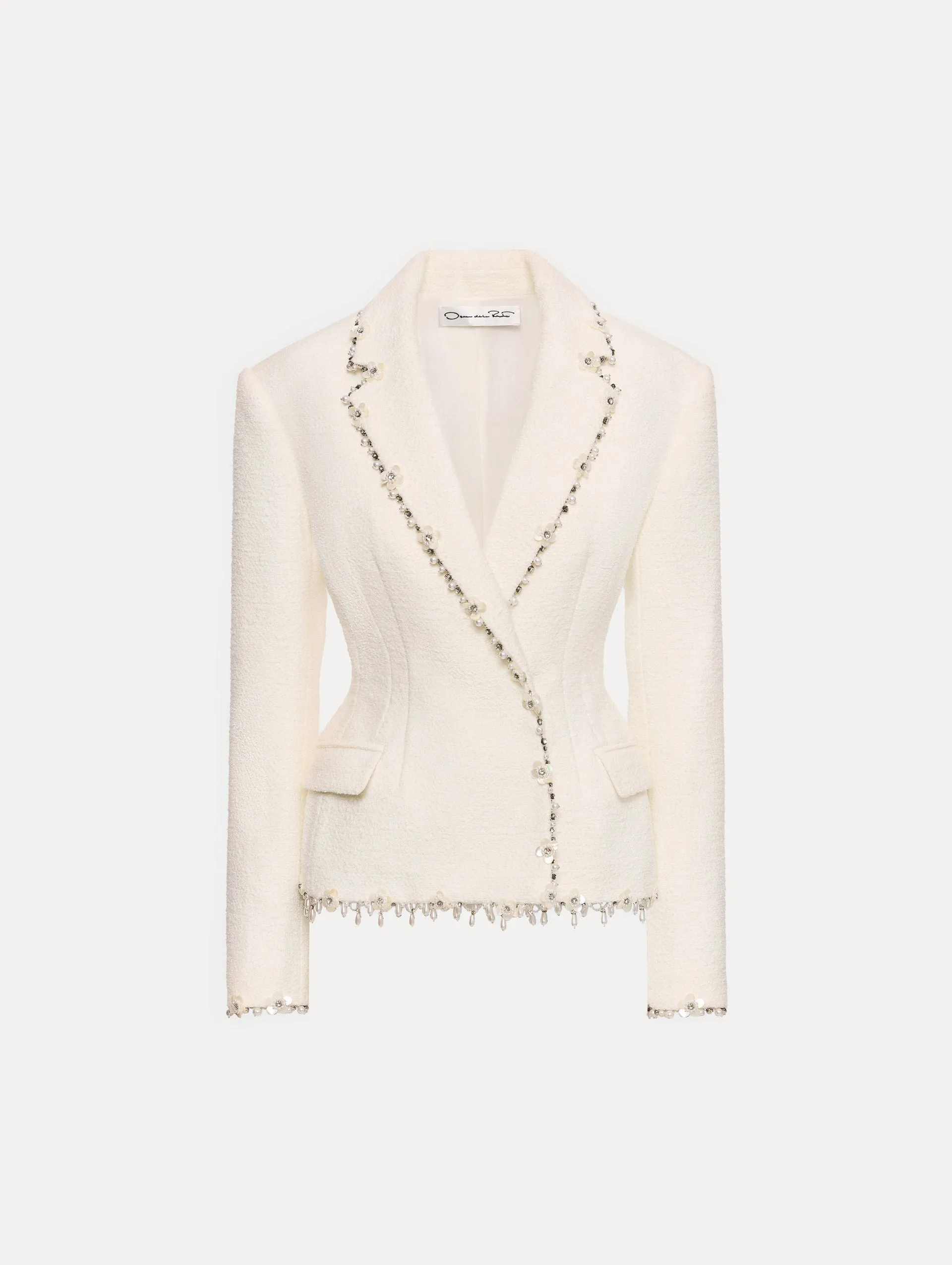 Floral Jeweled Fringe Tweed Jacket sold by Oscar de la Renta