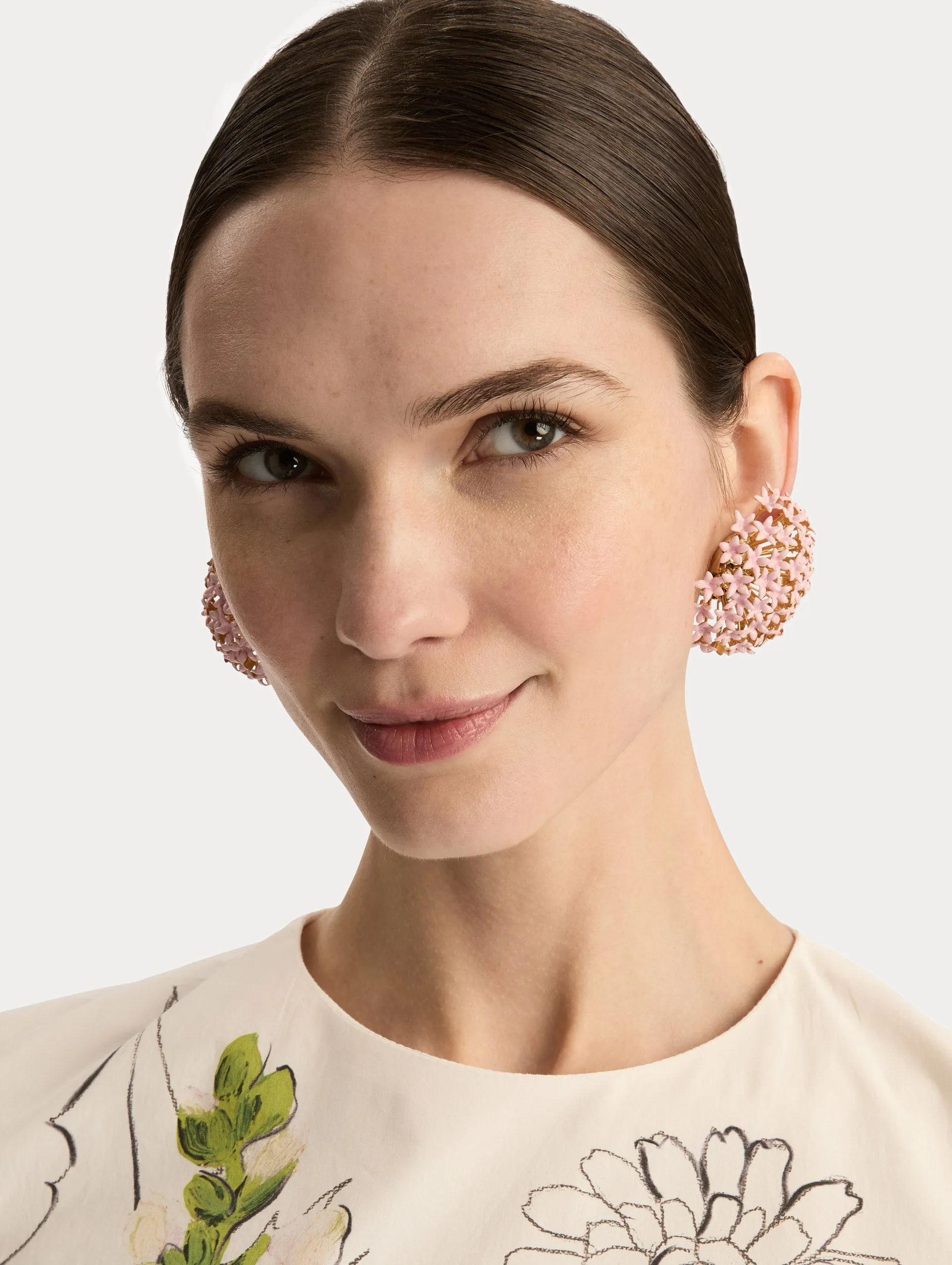 Large Foxglove Pompom Clip-On Earrings sold by Oscar de la Renta product image thumbnail 2