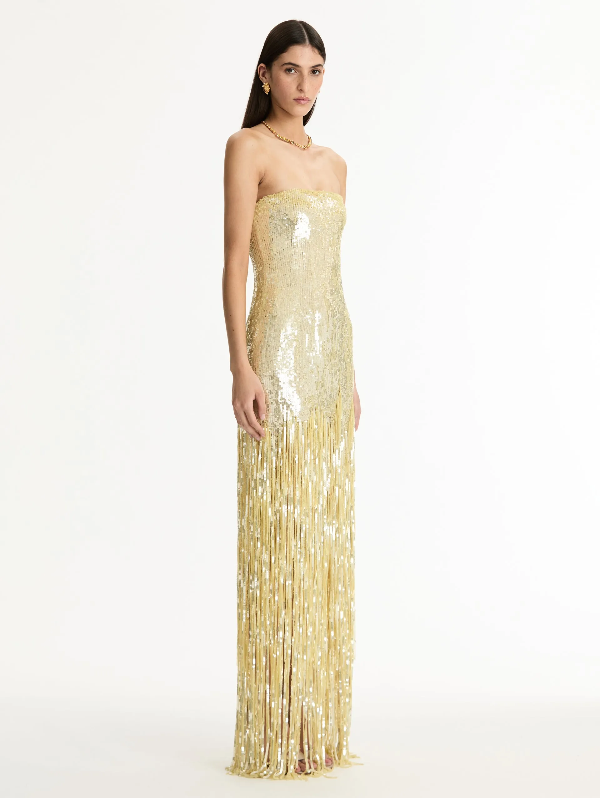Strapless Sequin Fringe Gown sold by Oscar de la Renta product image thumbnail 3
