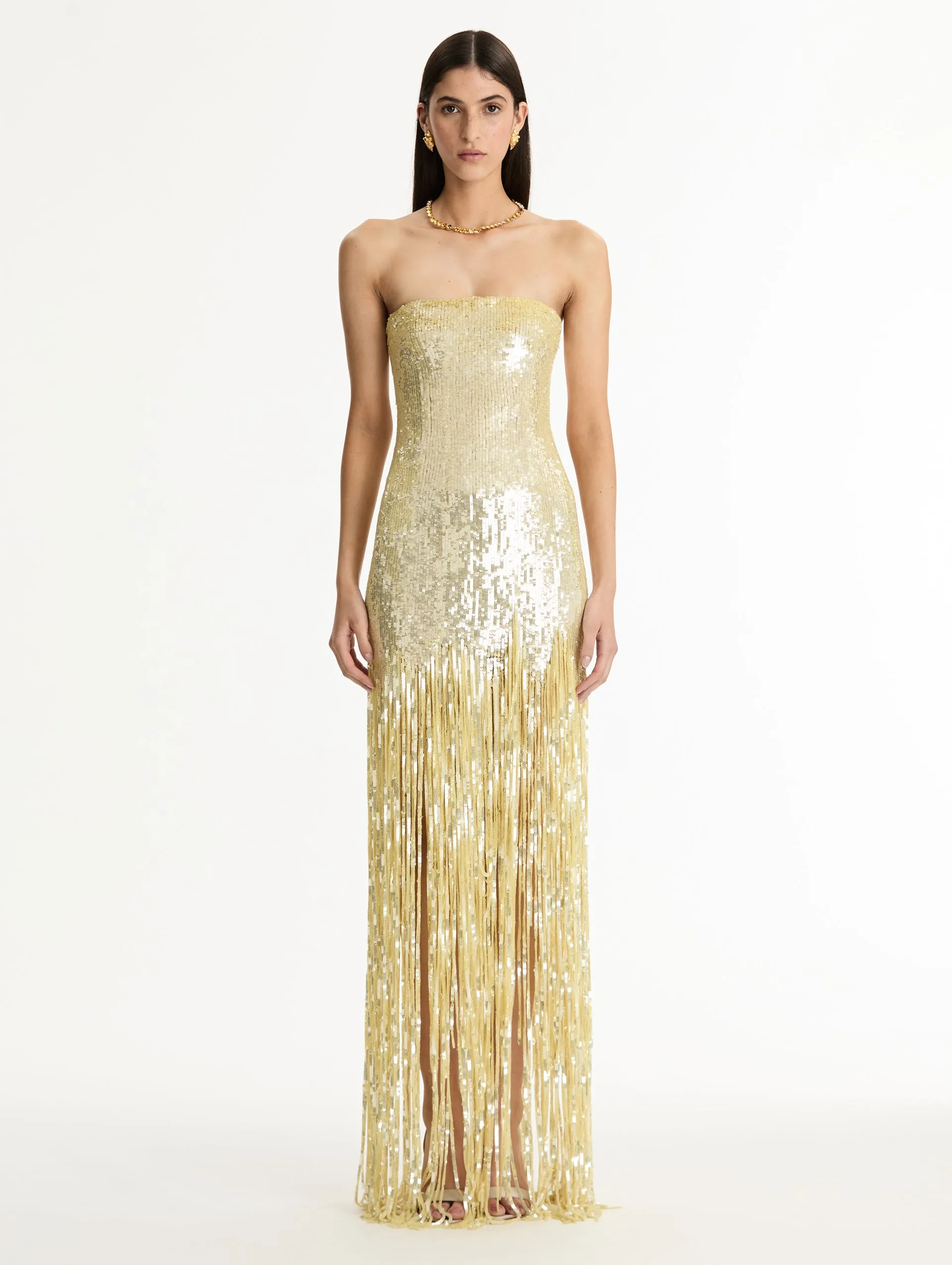Strapless Sequin Fringe Gown sold by Oscar de la Renta