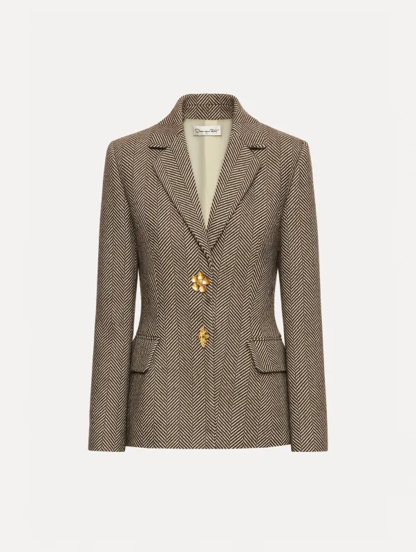 Chevron Cashmere-Blend Jacket sold by Oscar de la Renta