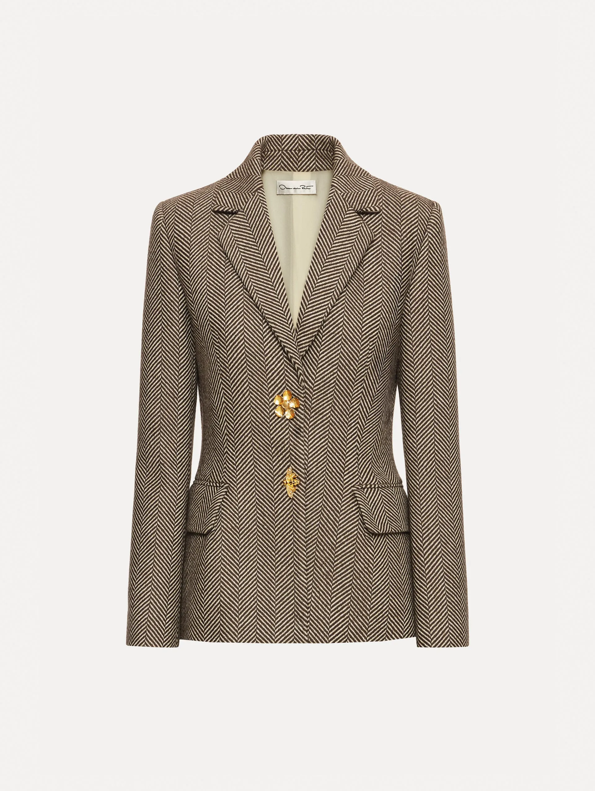 Chevron Cashmere-Blend Jacket sold by Oscar de la Renta