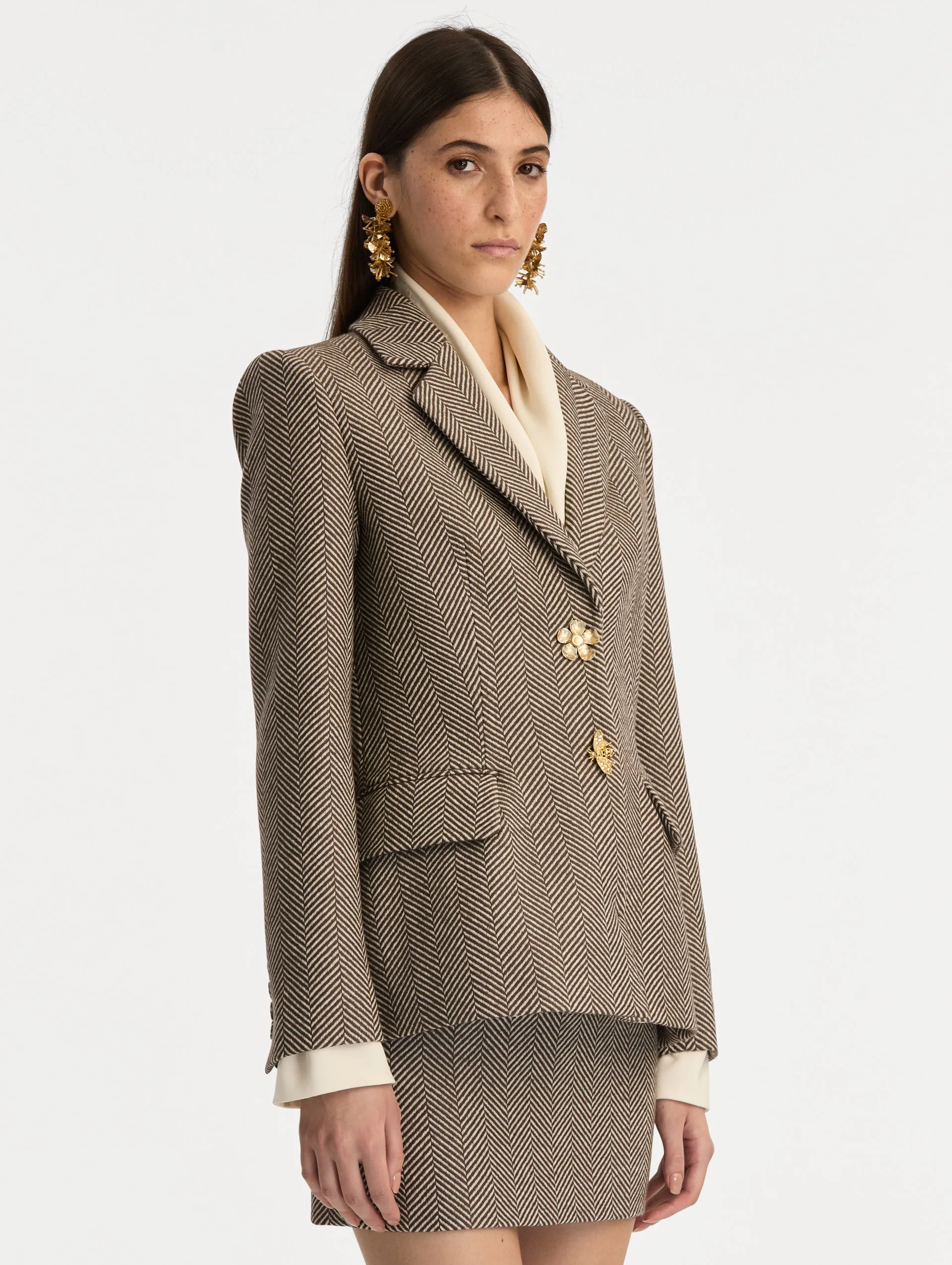 Chevron Cashmere-Blend Jacket sold by Oscar de la Renta product image thumbnail 5