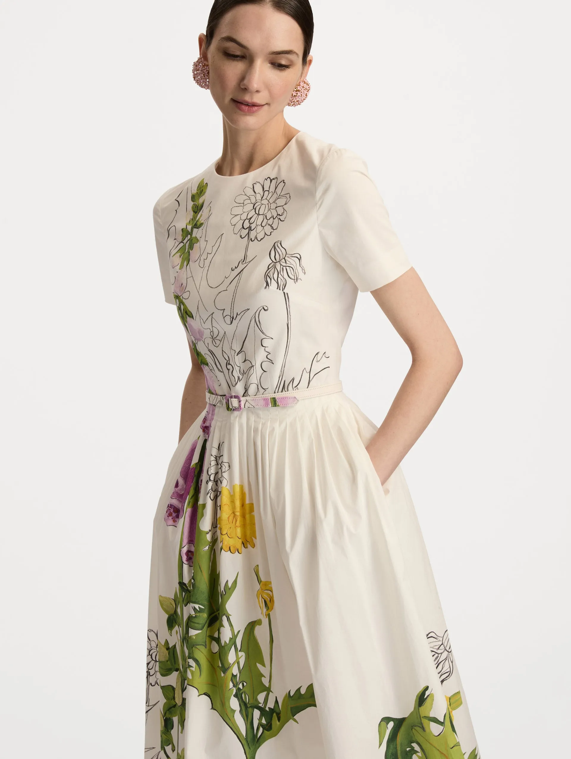 Foxglove Sketch Cotton Poplin Dress sold by Oscar de la Renta product image thumbnail 5