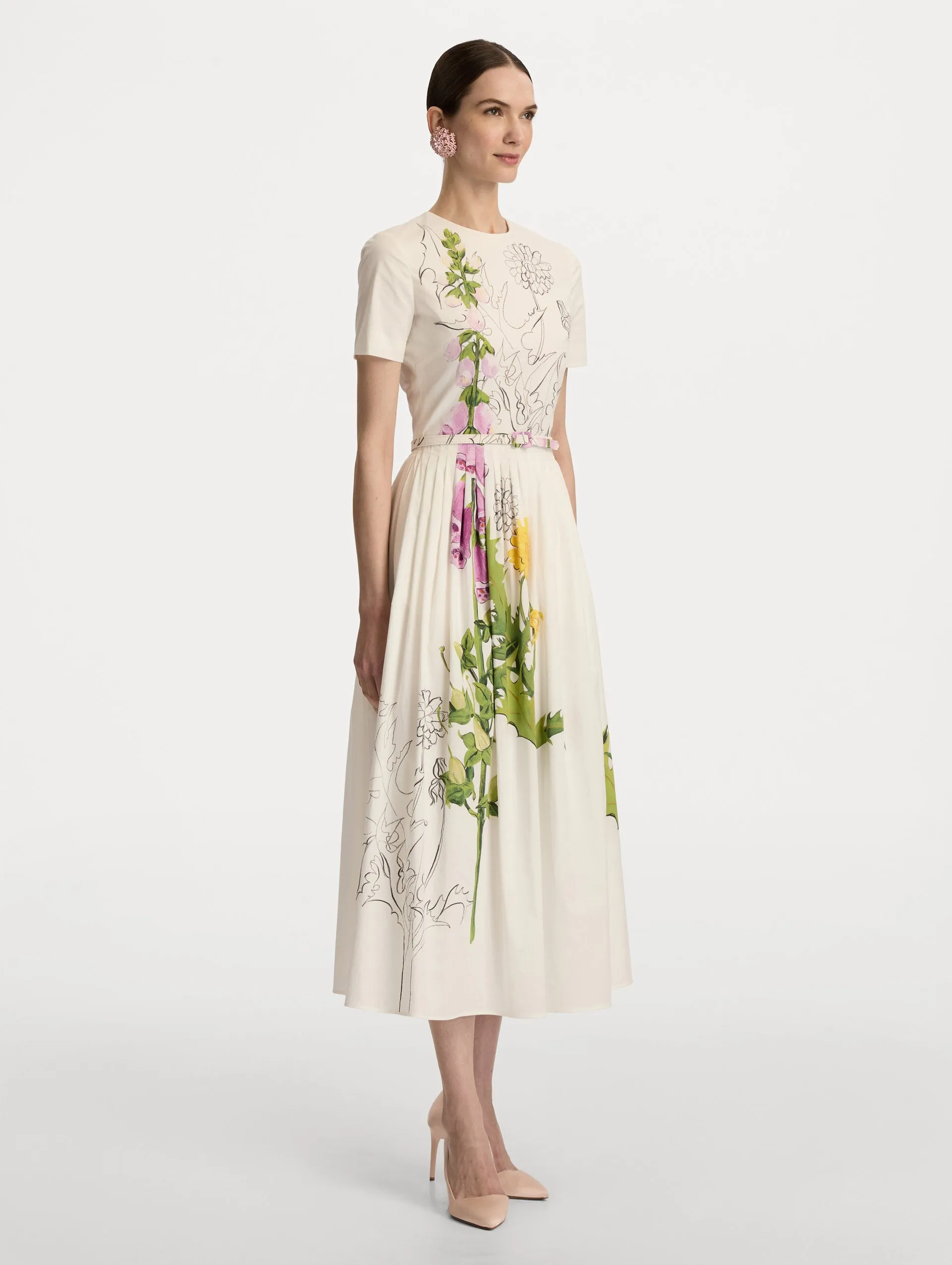 Foxglove Sketch Cotton Poplin Dress sold by Oscar de la Renta product image thumbnail 4