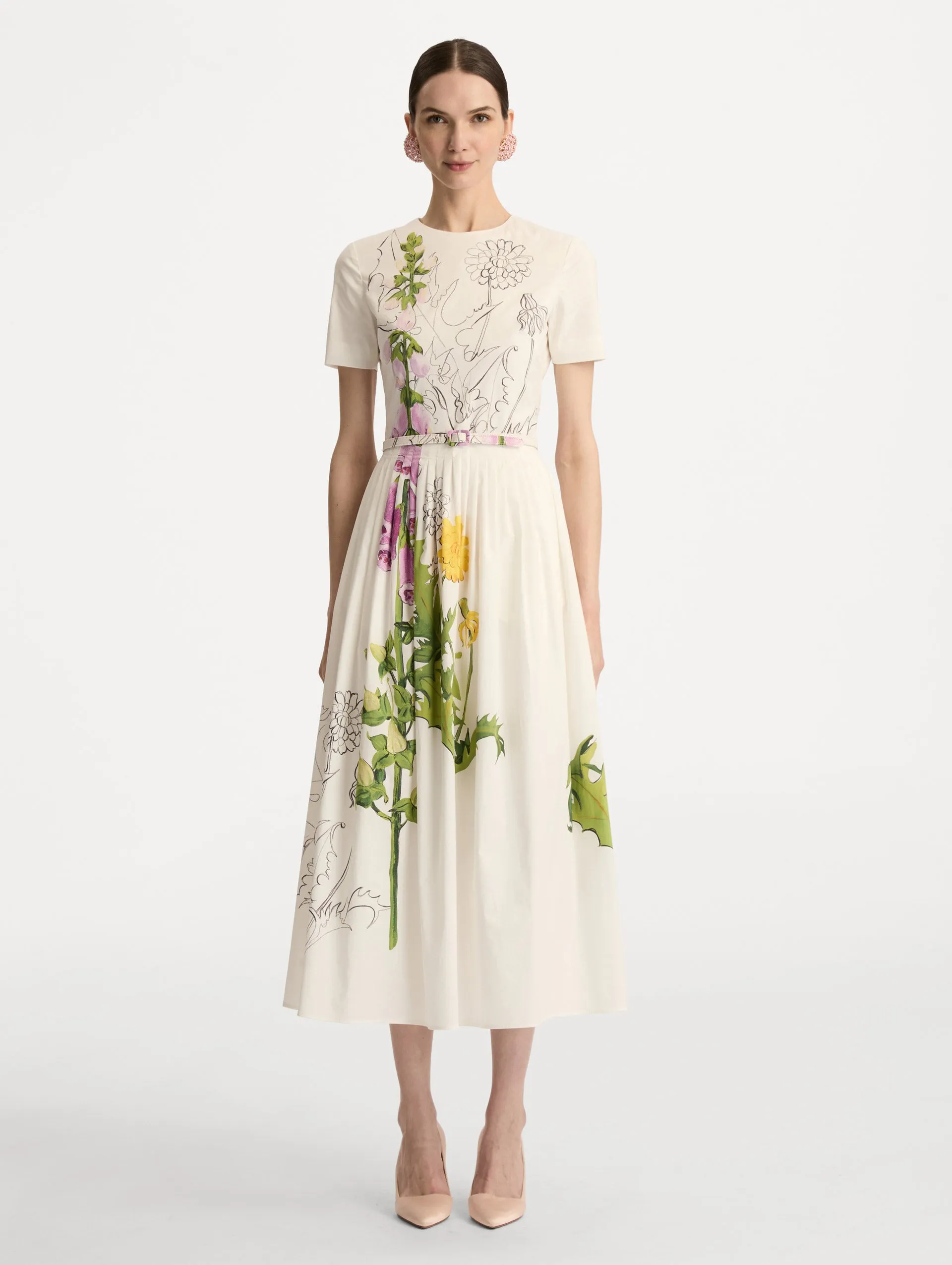 Foxglove Sketch Cotton Poplin Dress sold by Oscar de la Renta product image thumbnail 2