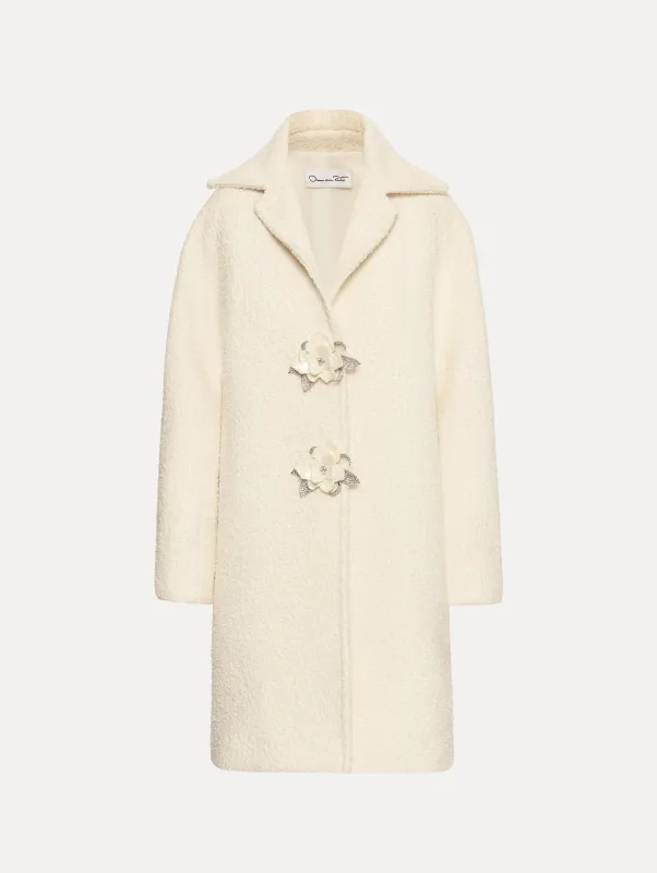 Floral Button Bouclé Tweed Coat sold by Oscar de la Renta
