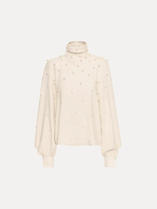 Pearl Cluster Georgette Blouse sold by Oscar de la Renta
