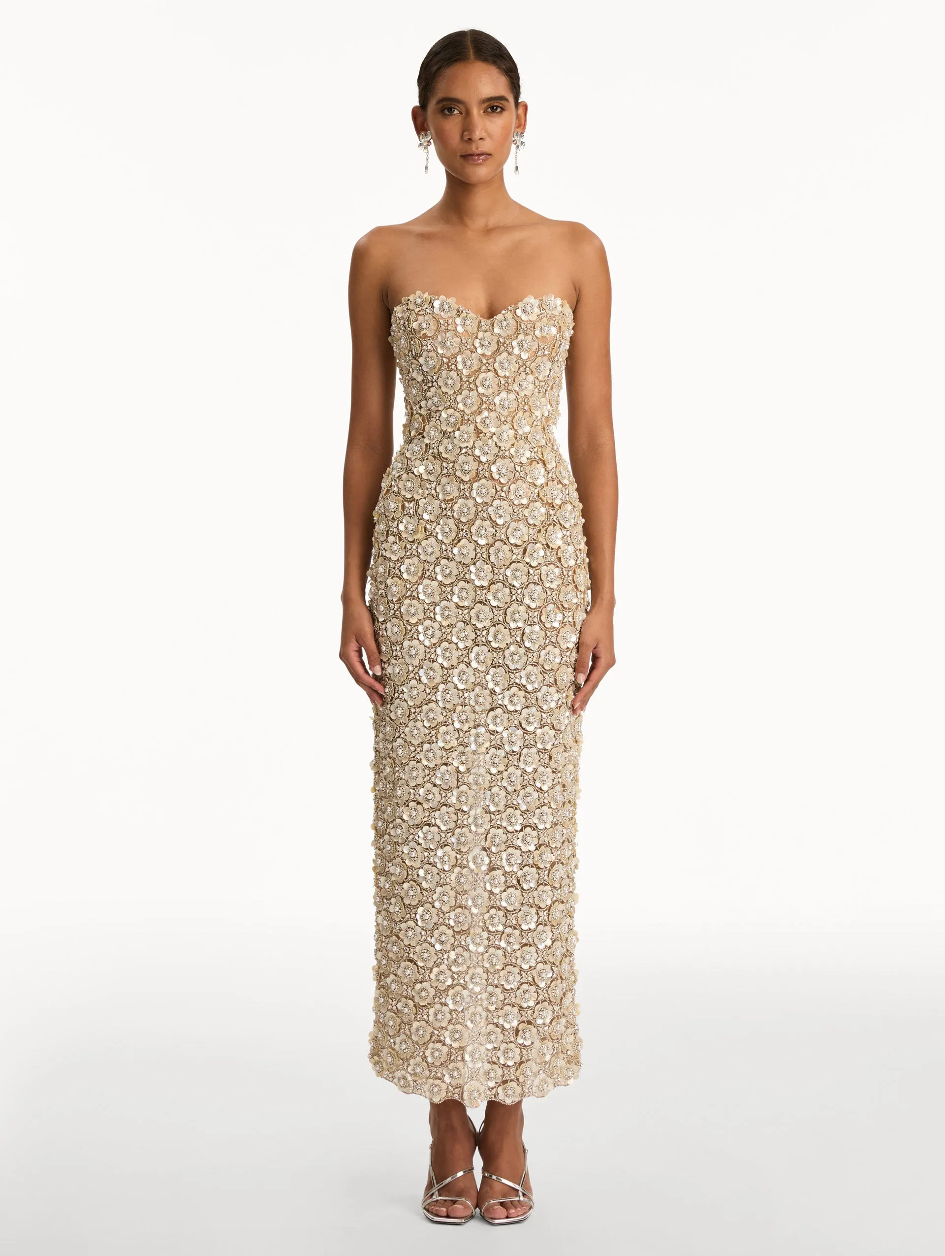 Mother of Pearl Embroidered Column Gown sold by Oscar de la Renta product image thumbnail 2