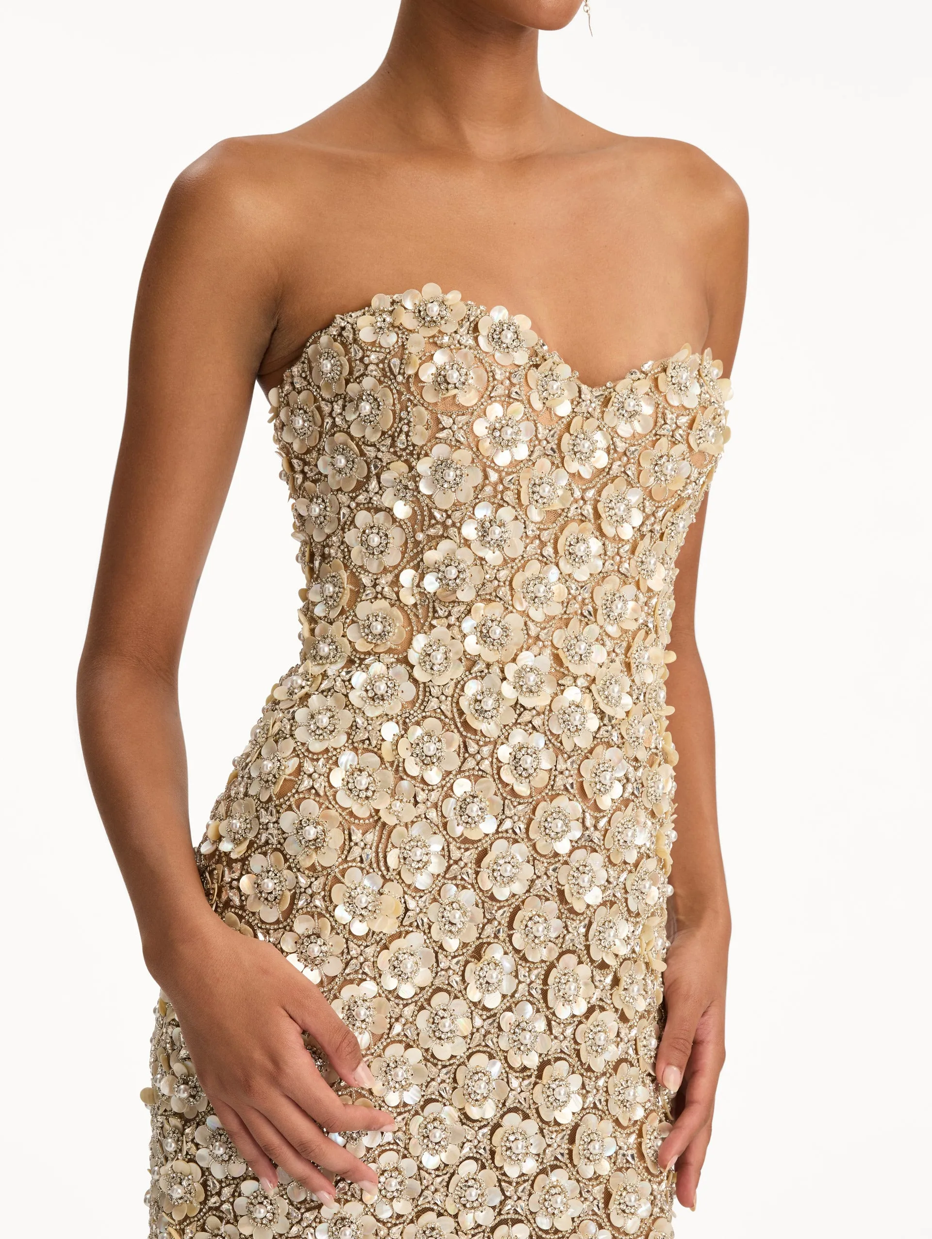 Mother of Pearl Embroidered Column Gown sold by Oscar de la Renta product image thumbnail 5